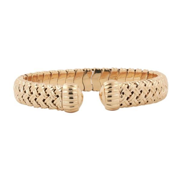 Jean Vitau 18K Gold Woven Cuff Bracelet Heavy Estate 6.5"