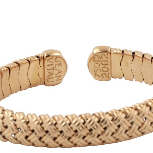 Jean Vitau 18K Gold Woven Cuff Bracelet Heavy Estate 6.5"