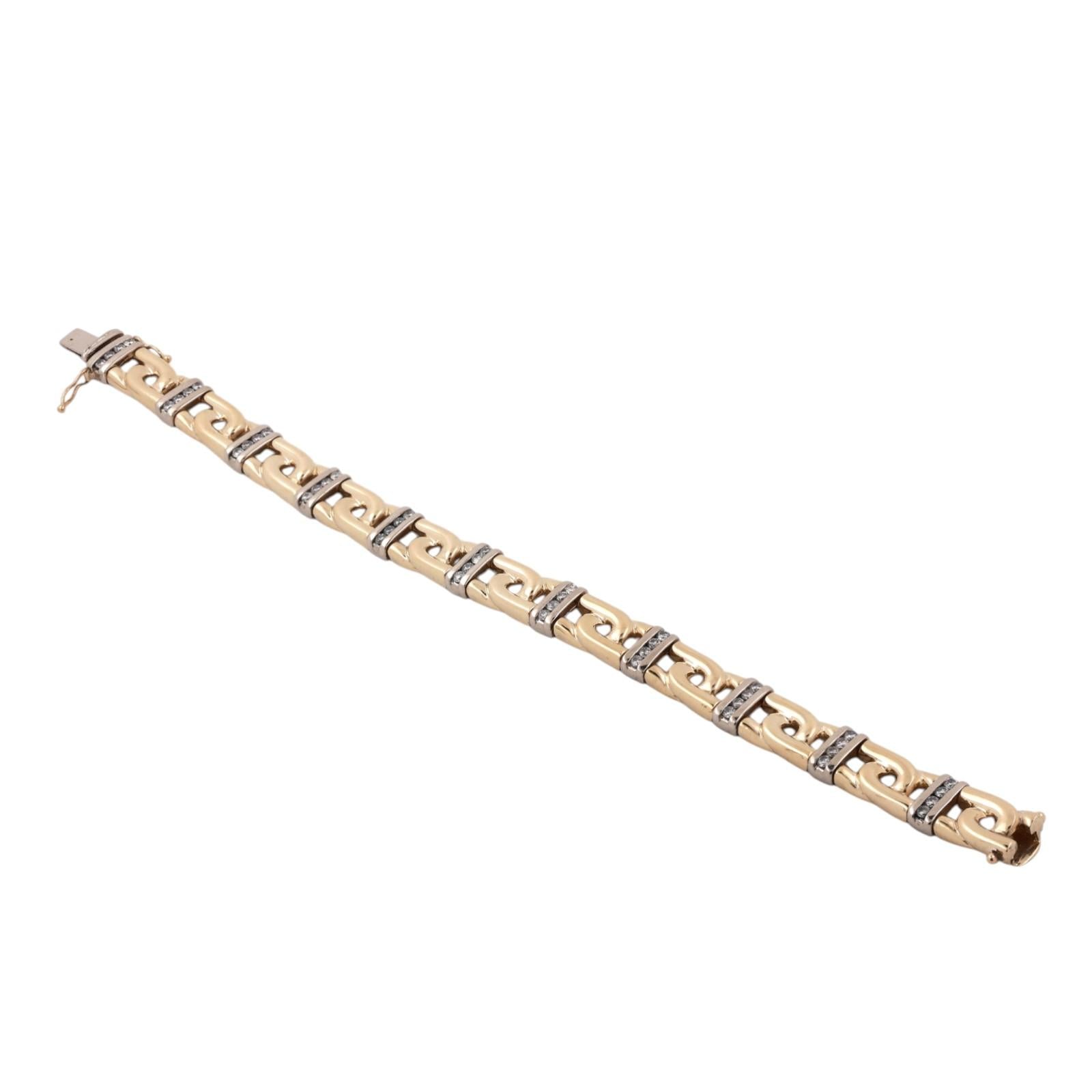 2.00ctw Diamond Station Bracelet 14K Two-Tone Gold 8.25" Link Estate