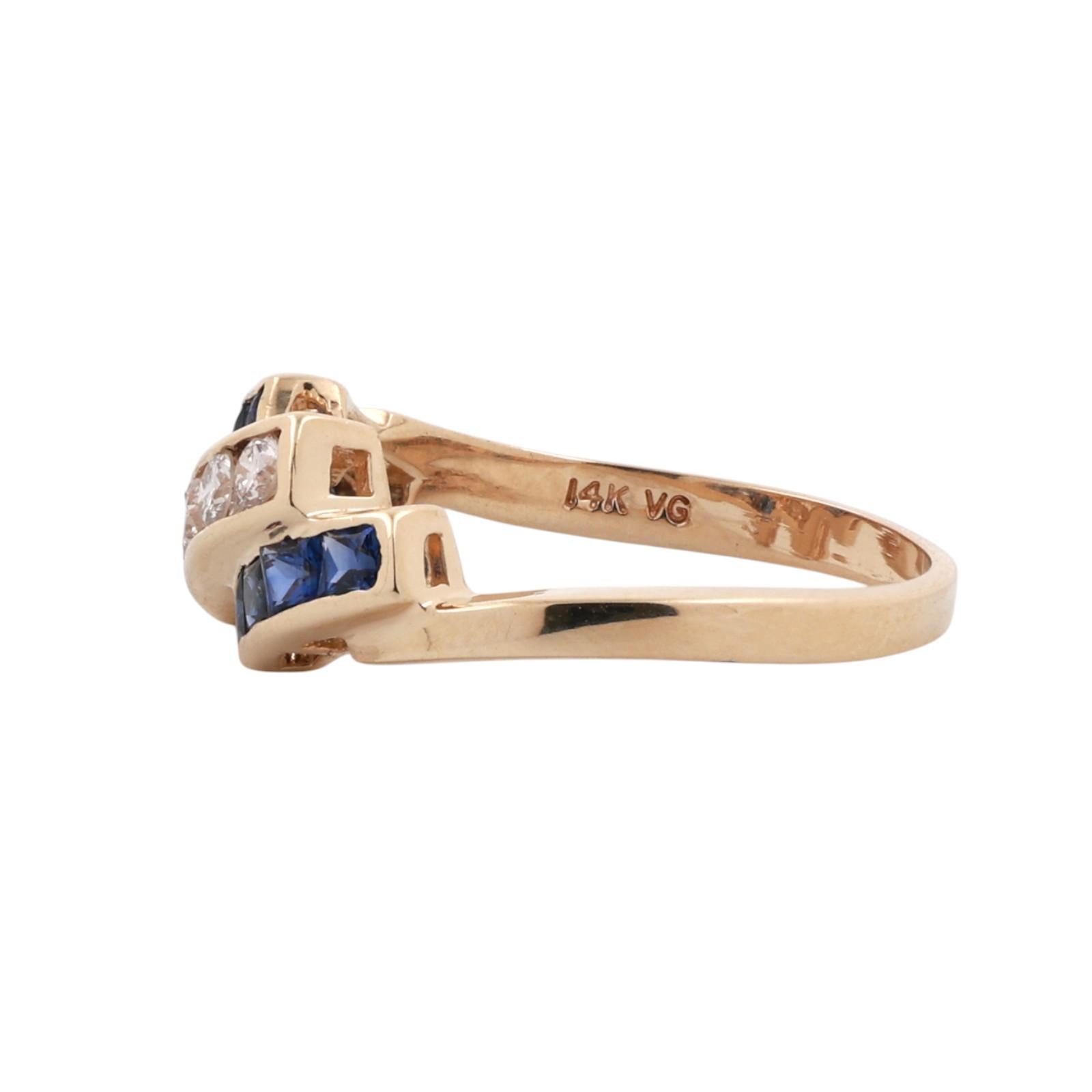 14K Yellow Gold Sapphire Diamond Ring 0.99CTW Channel Set Band Size 7