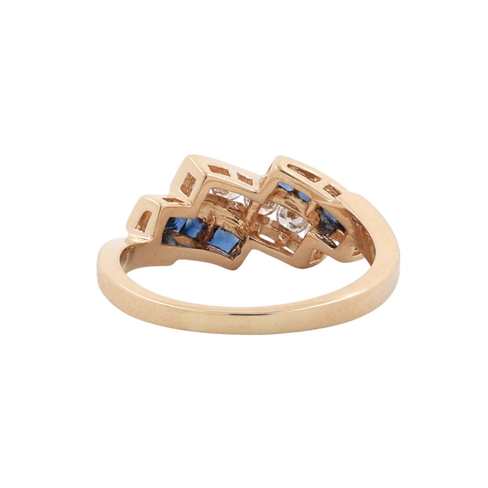 14K Yellow Gold Sapphire Diamond Ring 0.99CTW Channel Set Band Size 7