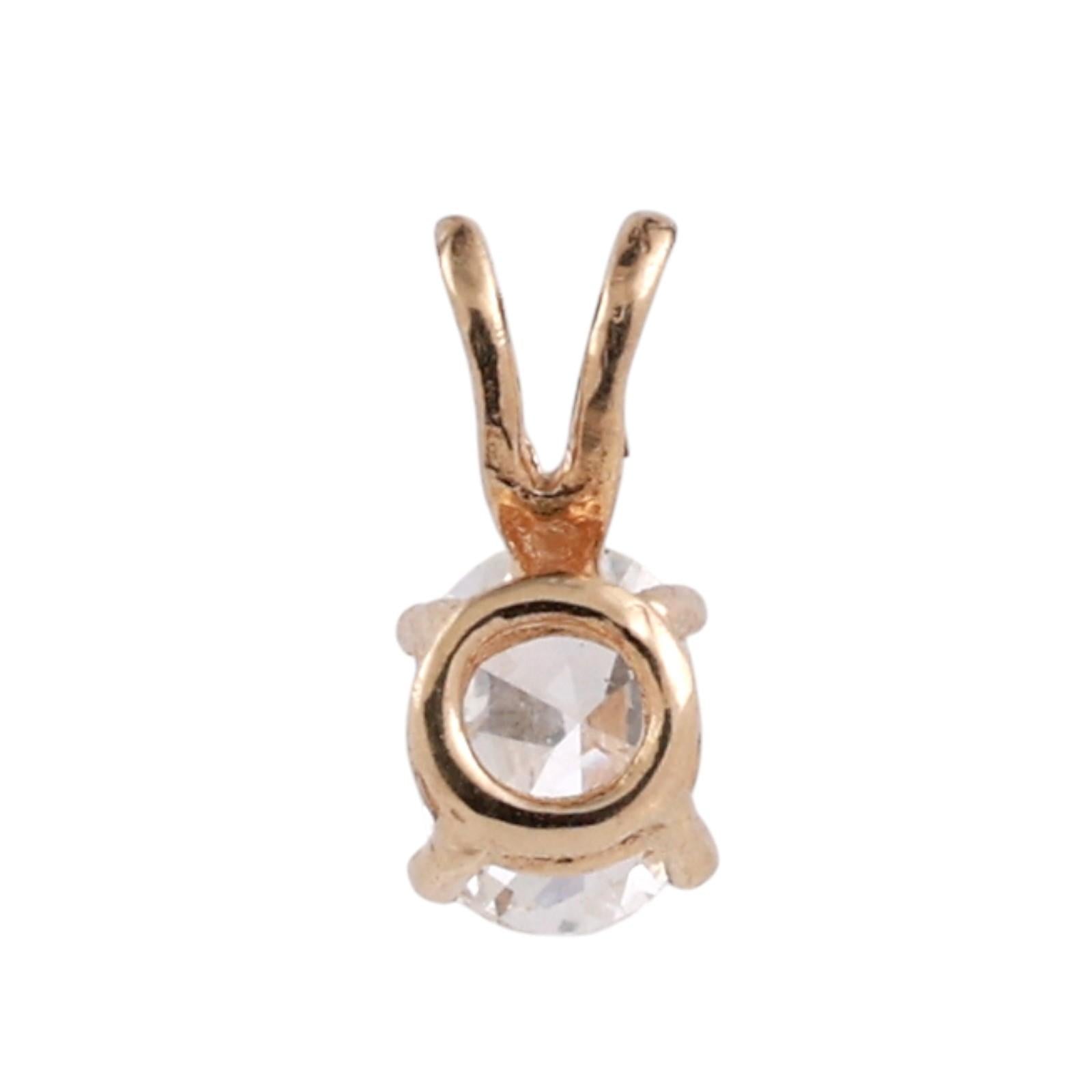 14K Yellow Gold 0.40CT Oval Diamond Solitaire Pendant Natural Estate