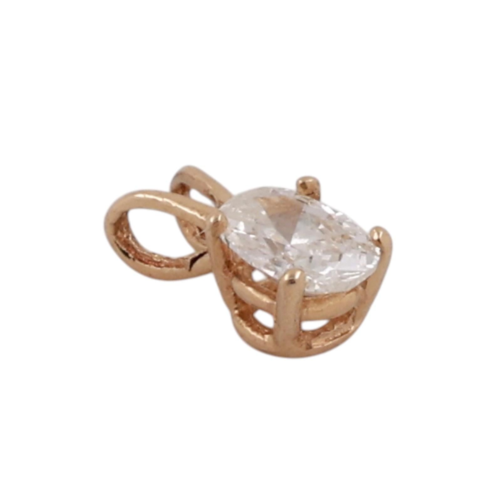 14K Yellow Gold 0.40CT Oval Diamond Solitaire Pendant Natural Estate