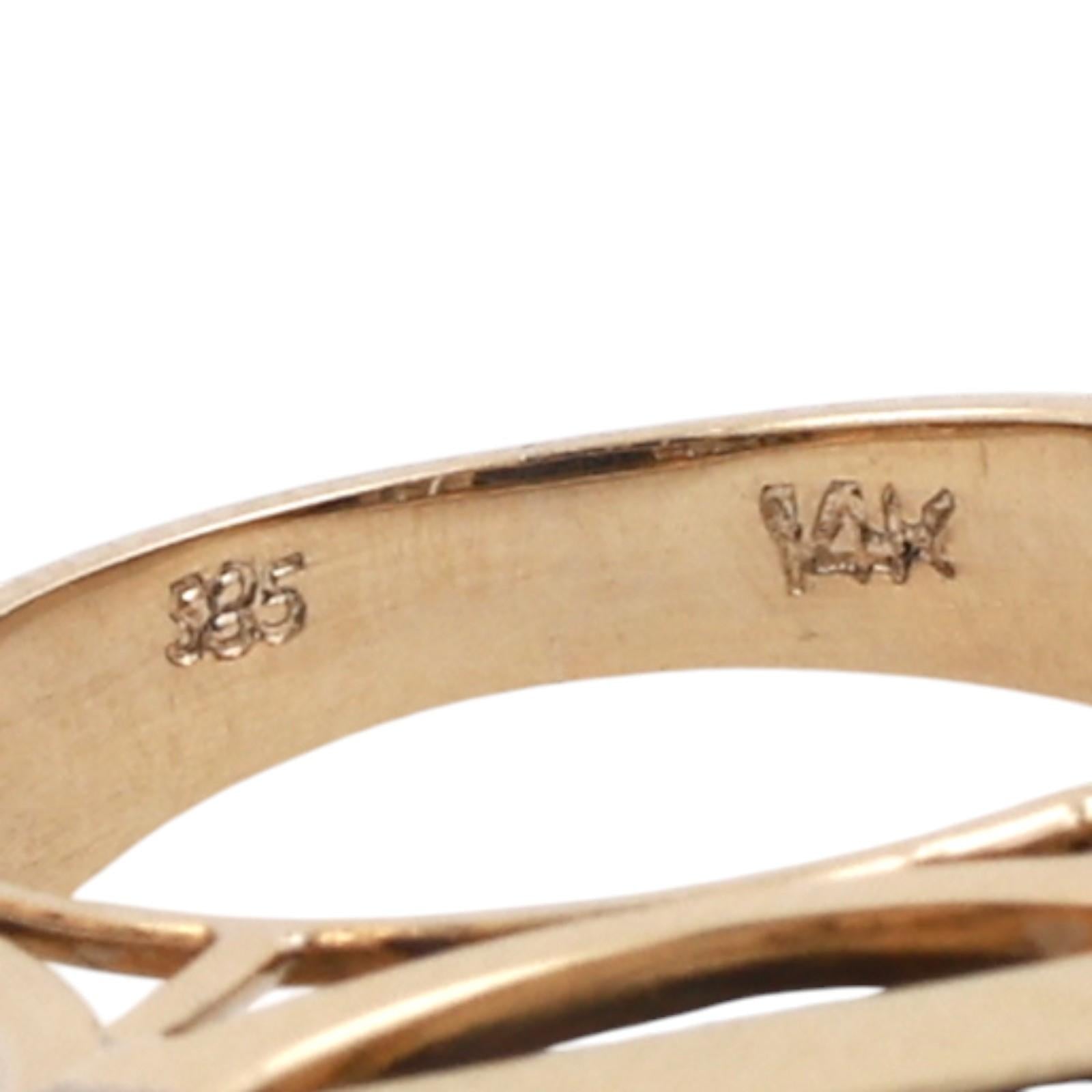 Lapis Lazuli Diamond Band Ring 14K Yellow Gold Size 7 Unisex Estate