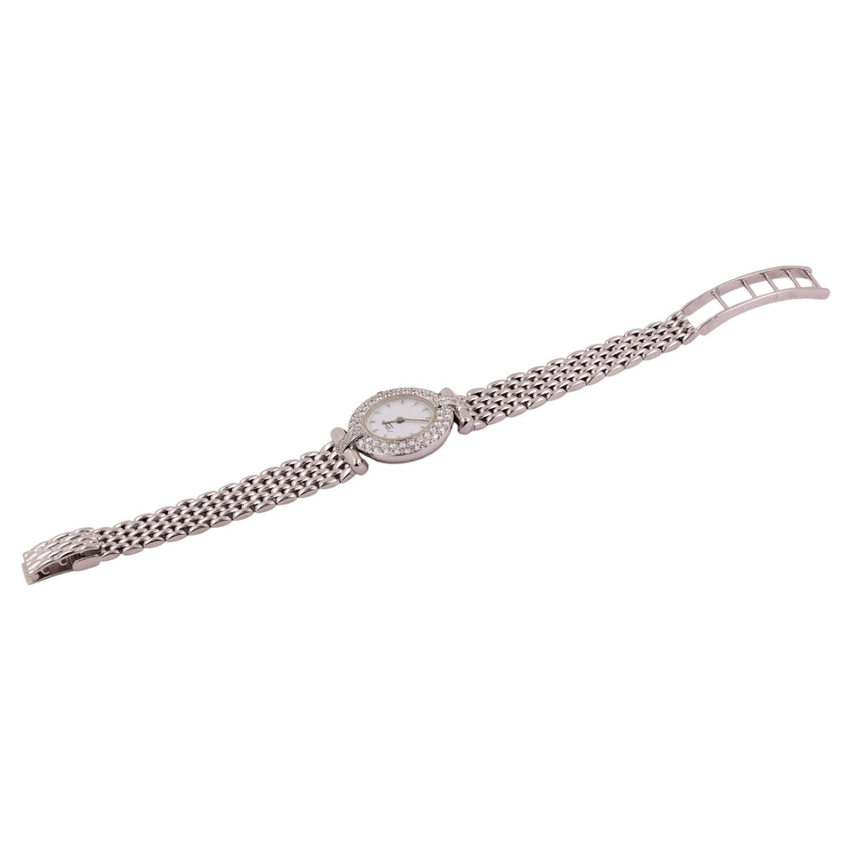 J. Chevalier 18K White Gold Diamond Bezel Ladies Quartz Watch 1.75 CTW 7.25"