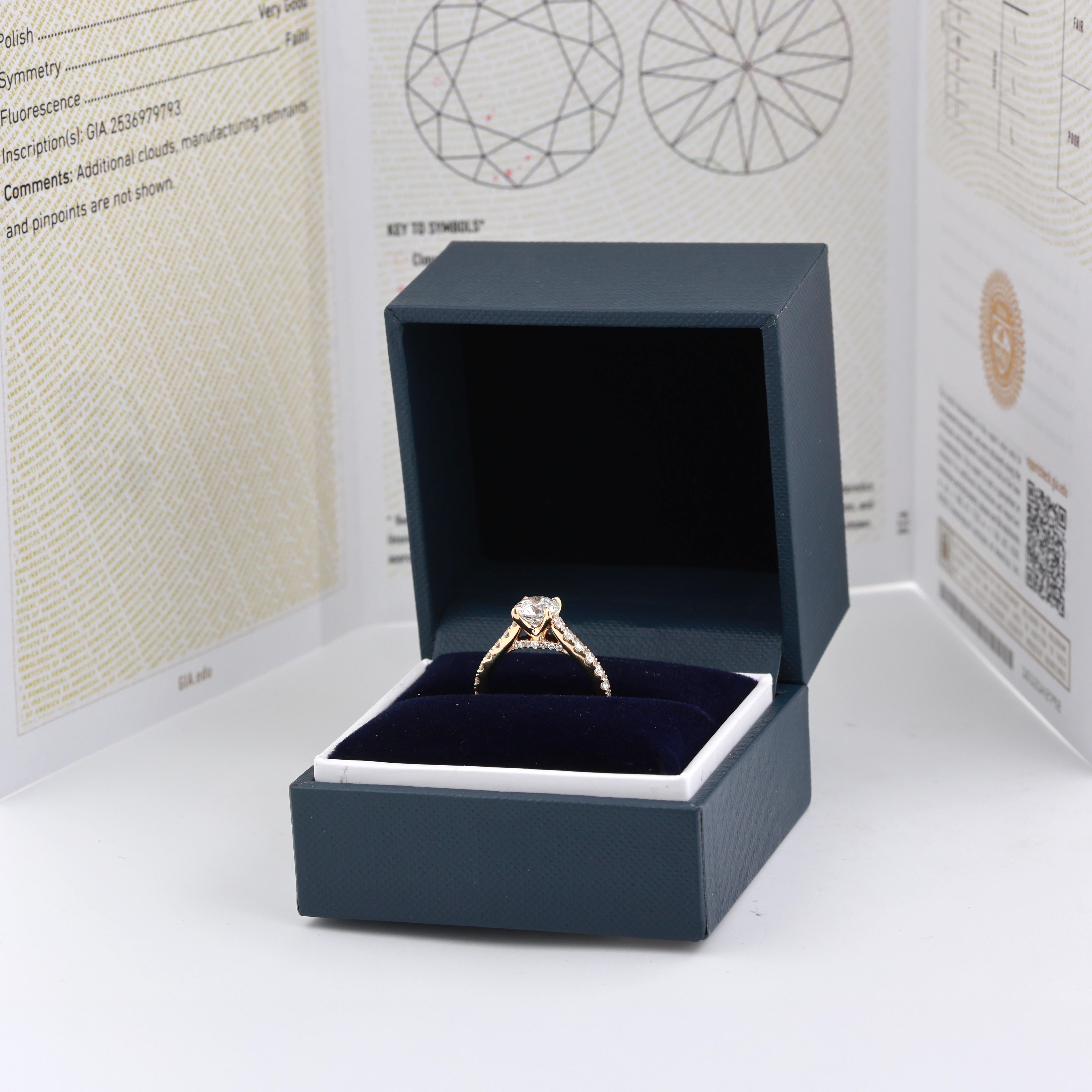 GIA 1.00ct H VS2 Diamond Engagement Ring Yellow Gold Blue Nile 1.65CTW Pave Sz 5