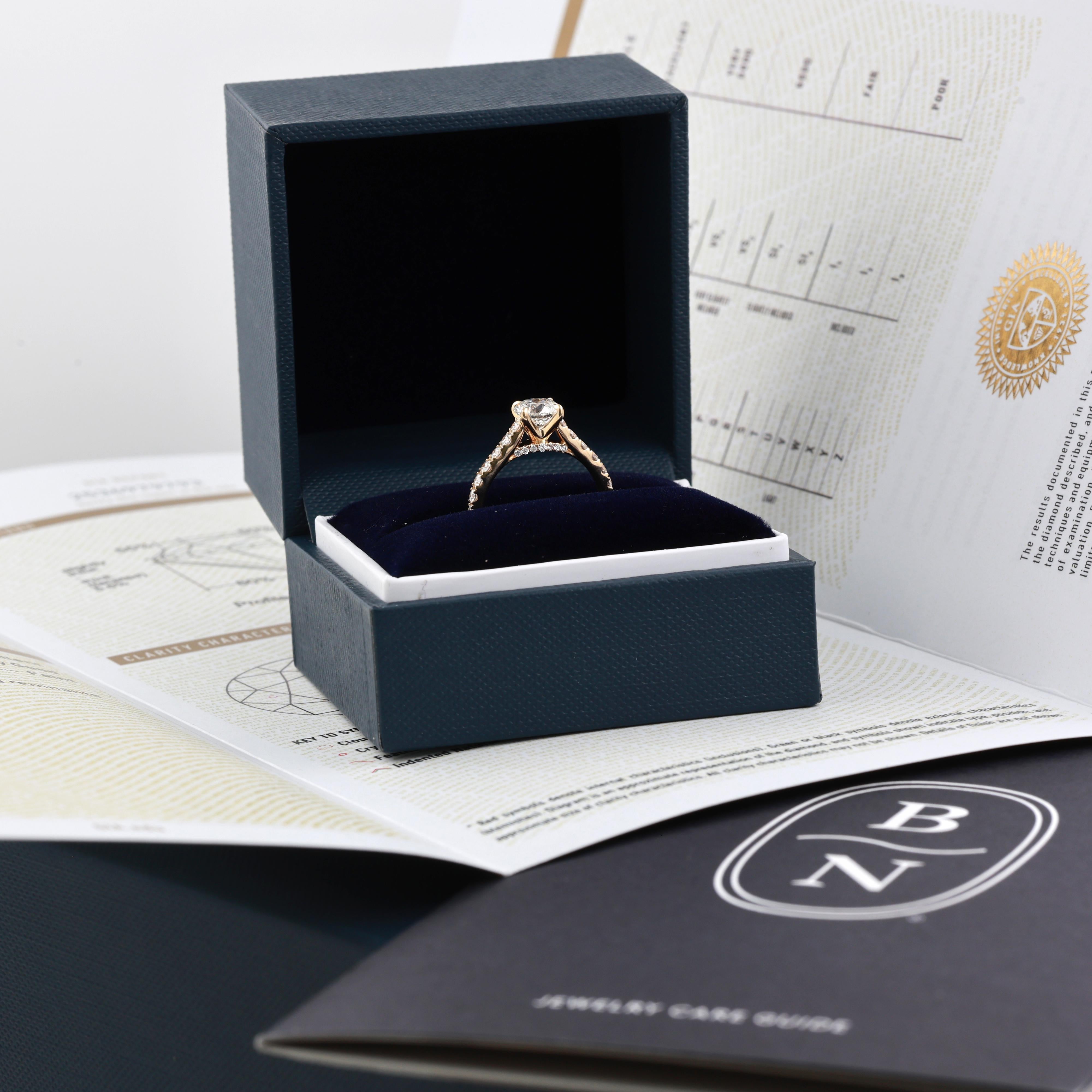 GIA 1.00ct H VS2 Diamond Engagement Ring Yellow Gold Blue Nile 1.65CTW Pave Sz 5