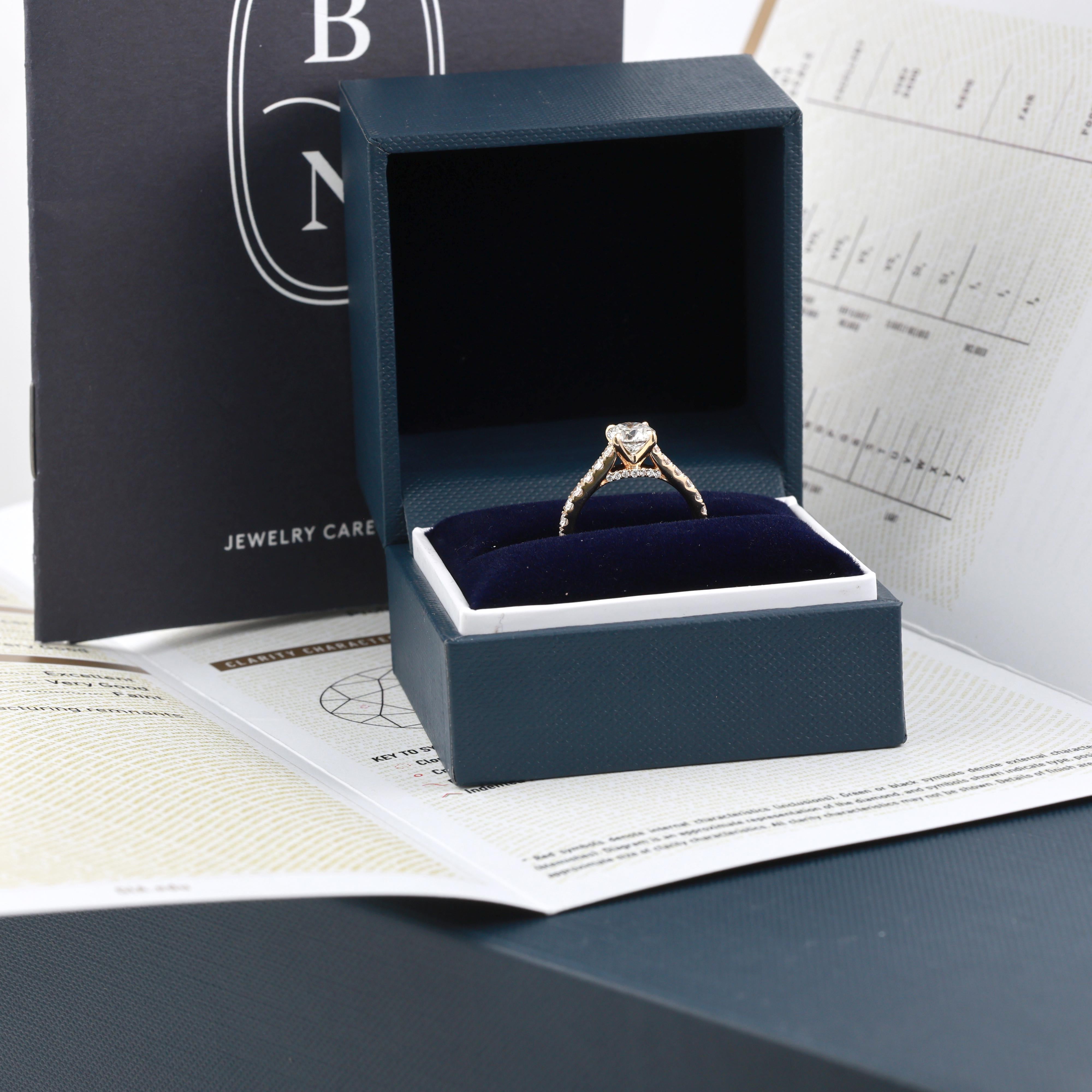 GIA 1.00ct H VS2 Diamond Engagement Ring Yellow Gold Blue Nile 1.65CTW Pave Sz 5