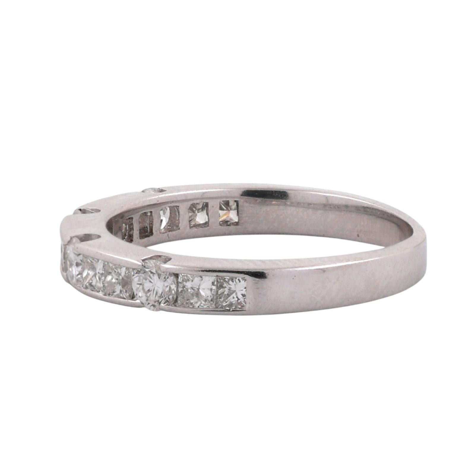 NINA RICCI 18K White Gold 1.00CTW Round Princess Diamond Eternity Band Ring 7