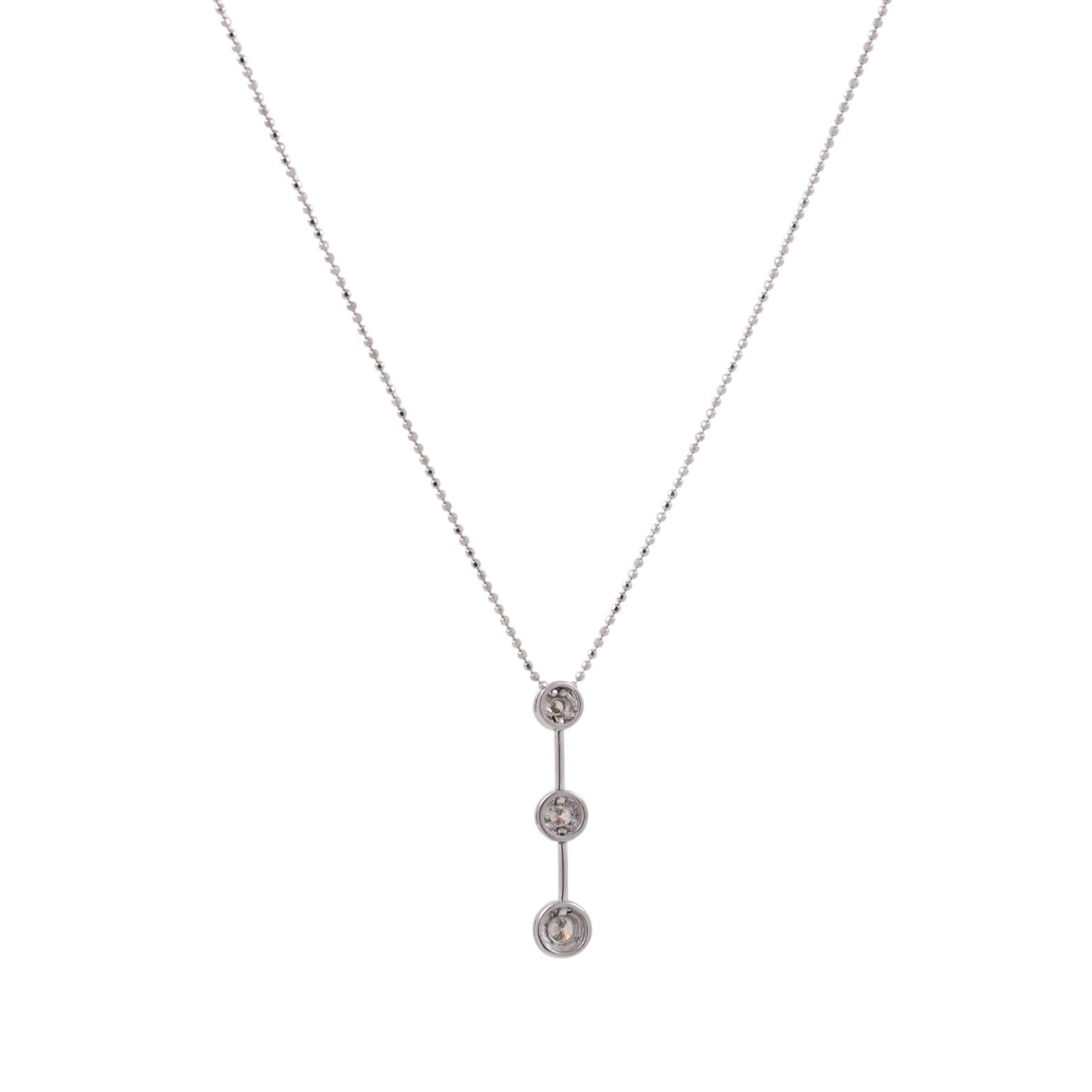 0.32ctw Diamond Journey Pendant Necklace 14K White Gold 16" Estate