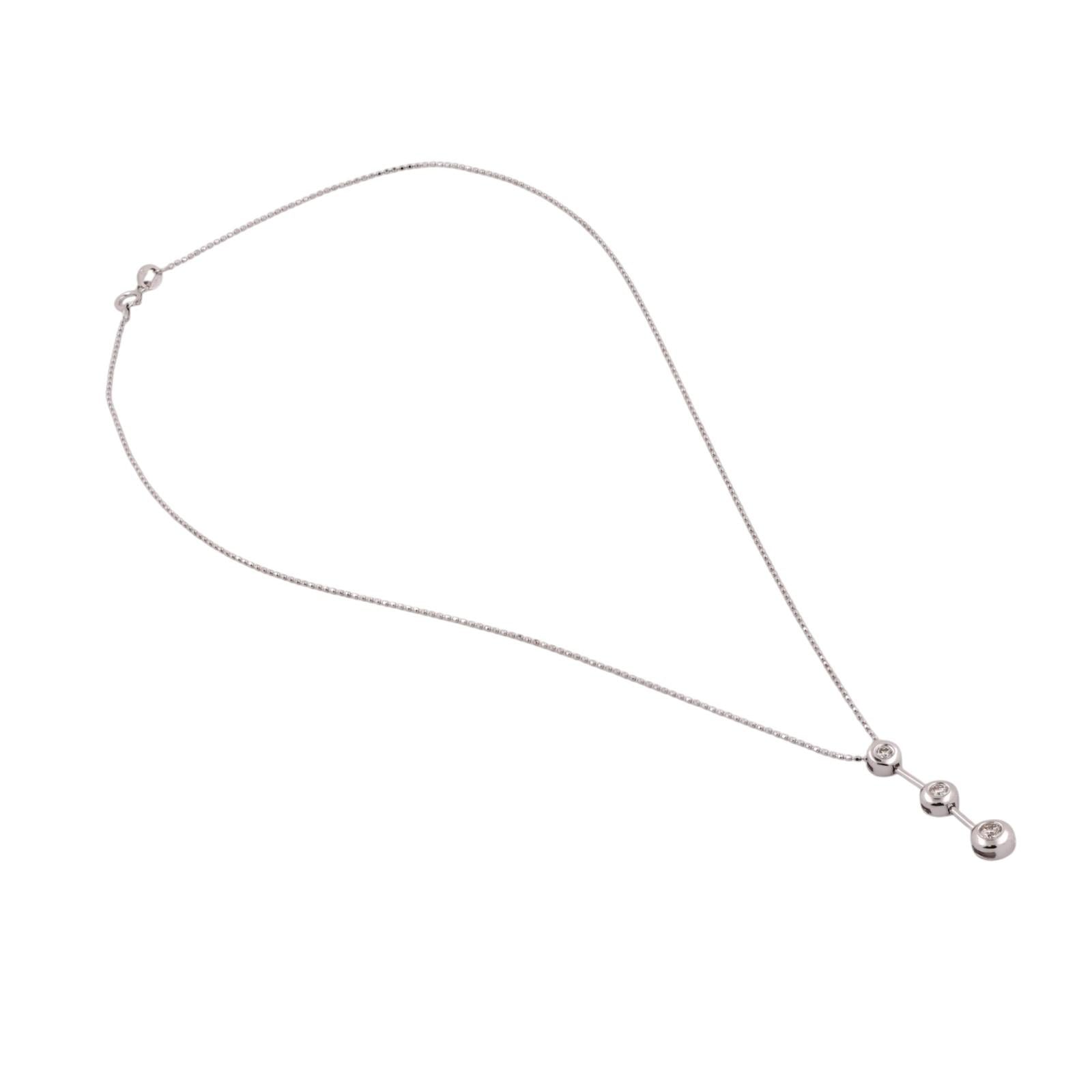 0.32ctw Diamond Journey Pendant Necklace 14K White Gold 16" Estate