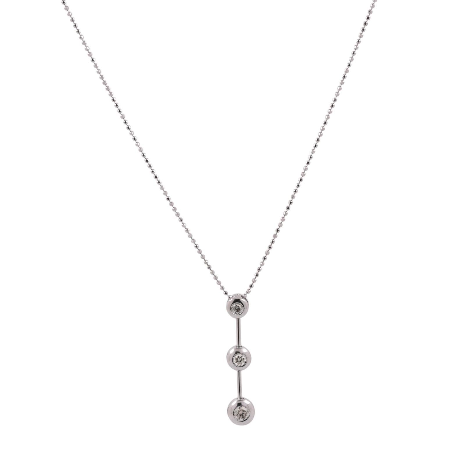 0.32ctw Diamond Journey Pendant Necklace 14K White Gold 16" Estate
