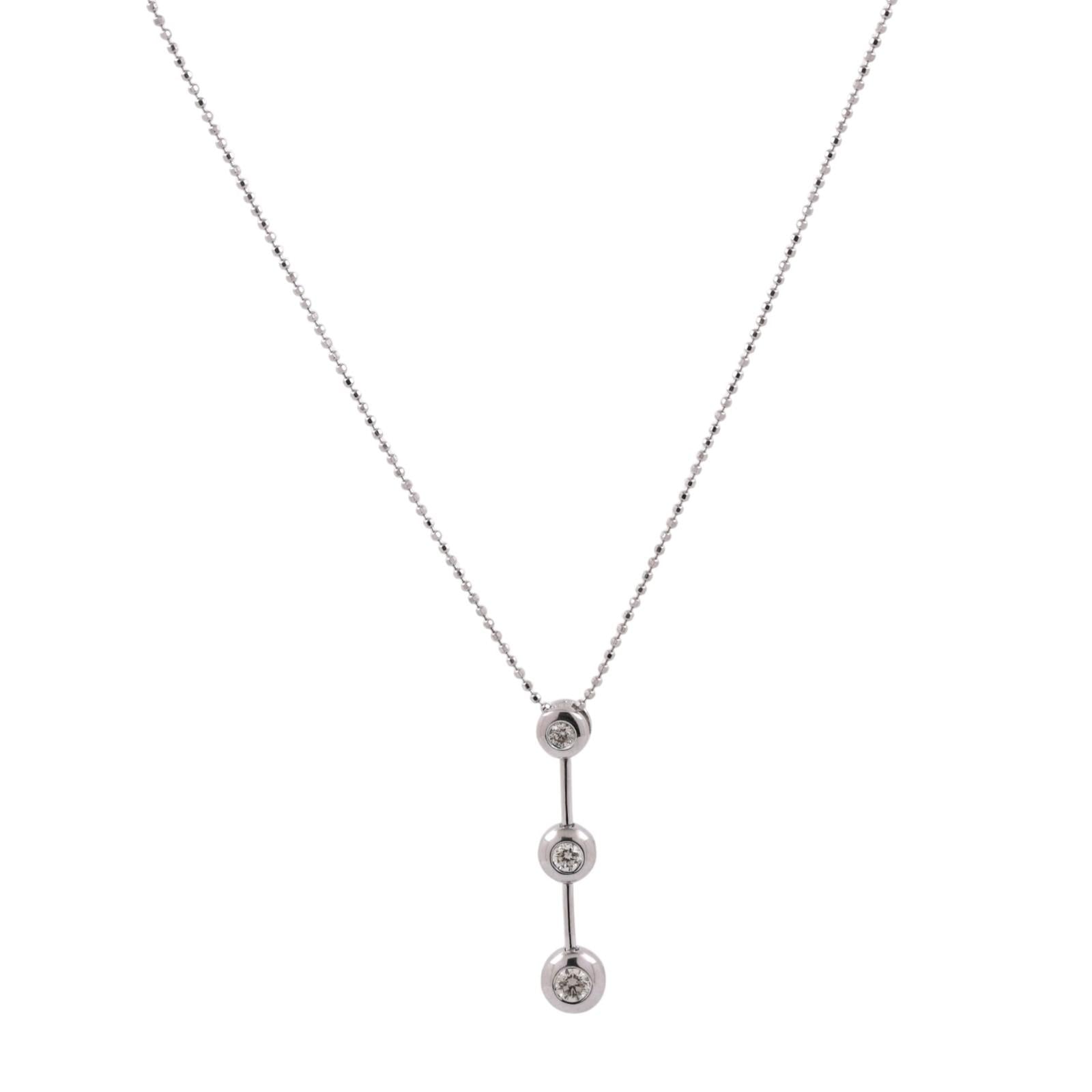 0.32ctw Diamond Journey Pendant Necklace 14K White Gold 16" Estate