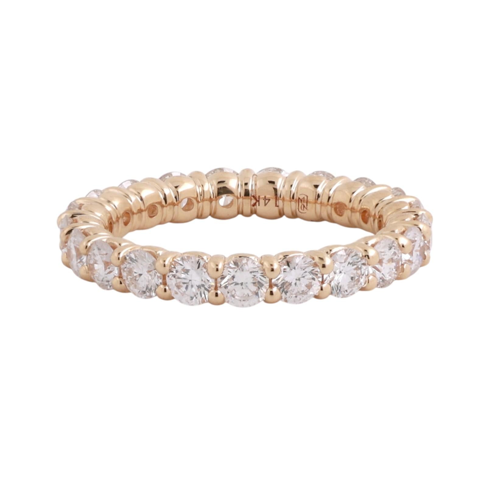 Blue Nile 1.85ctw Diamond Eternity Band Ring 14K Yellow Gold Size 5 Anniversary