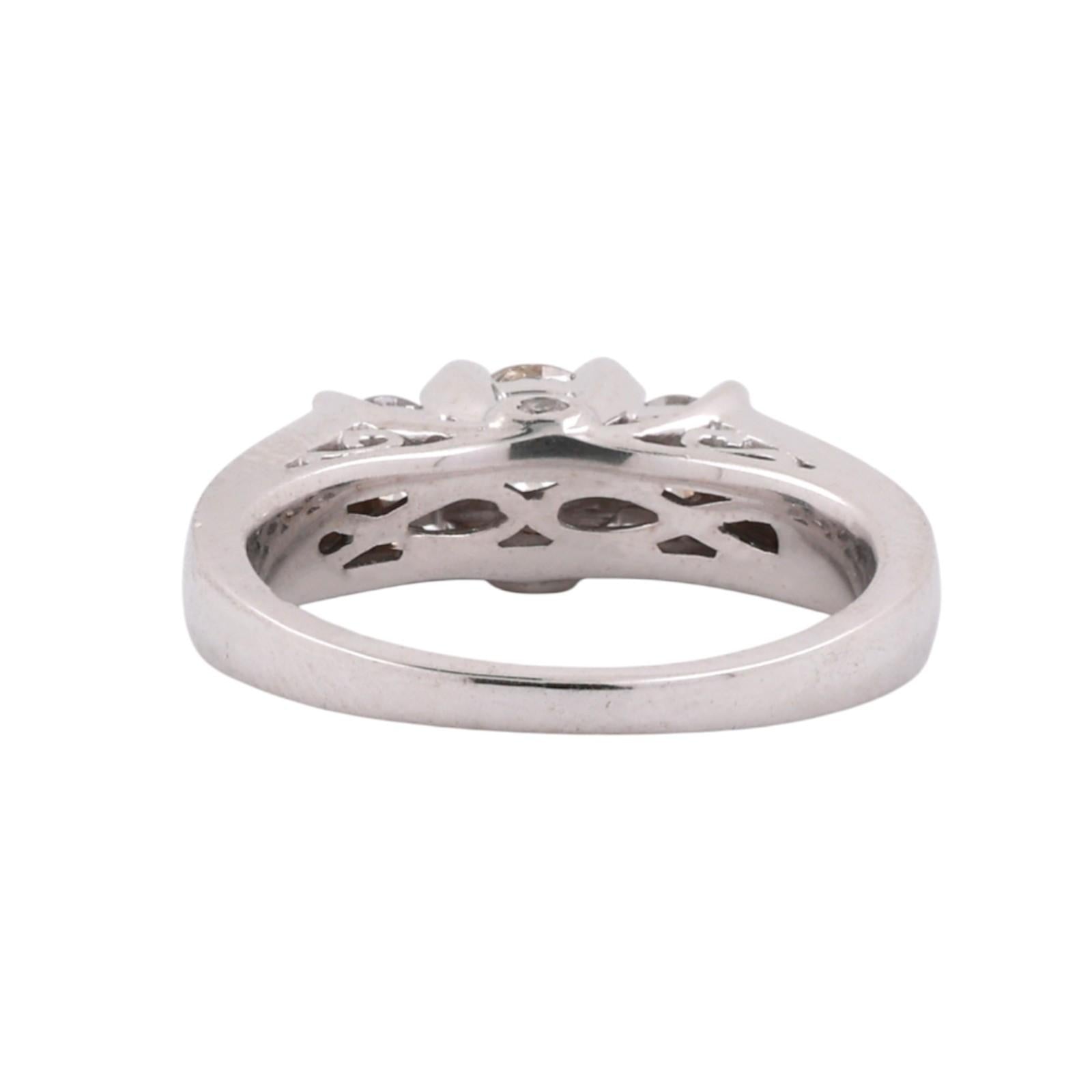 0.80CTW Diamond 3 Stone Engagement Ring 14K White Gold Princess & Round Size 5.5