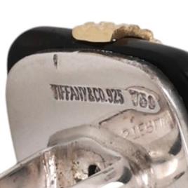 Tiffany & Co. 18K Yellow Gold Sterling Silver Black Onyx Rope X Cufflinks
