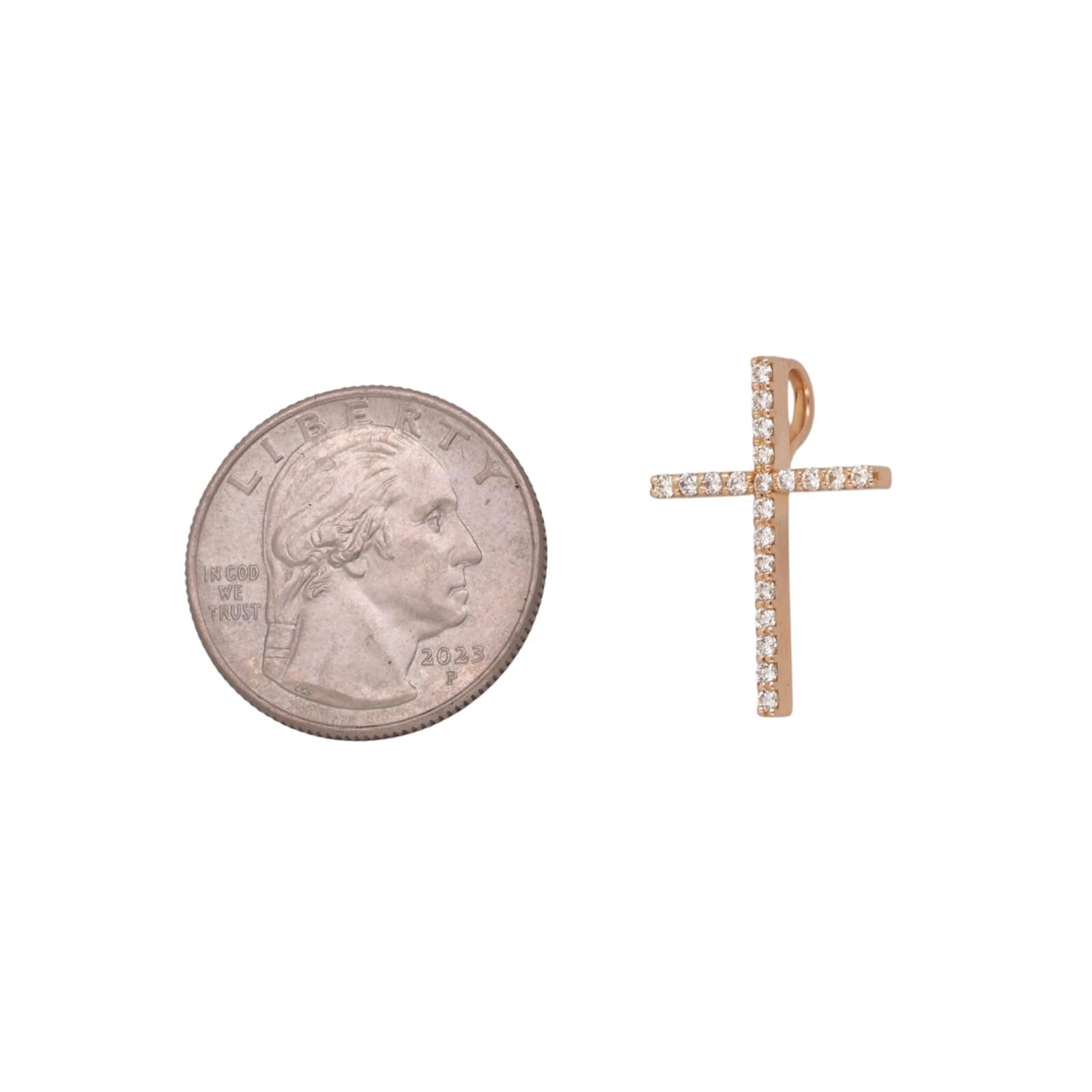 0.40CTW Diamond Cross Pendant 14K Yellow Gold Religious Charm 0.90"