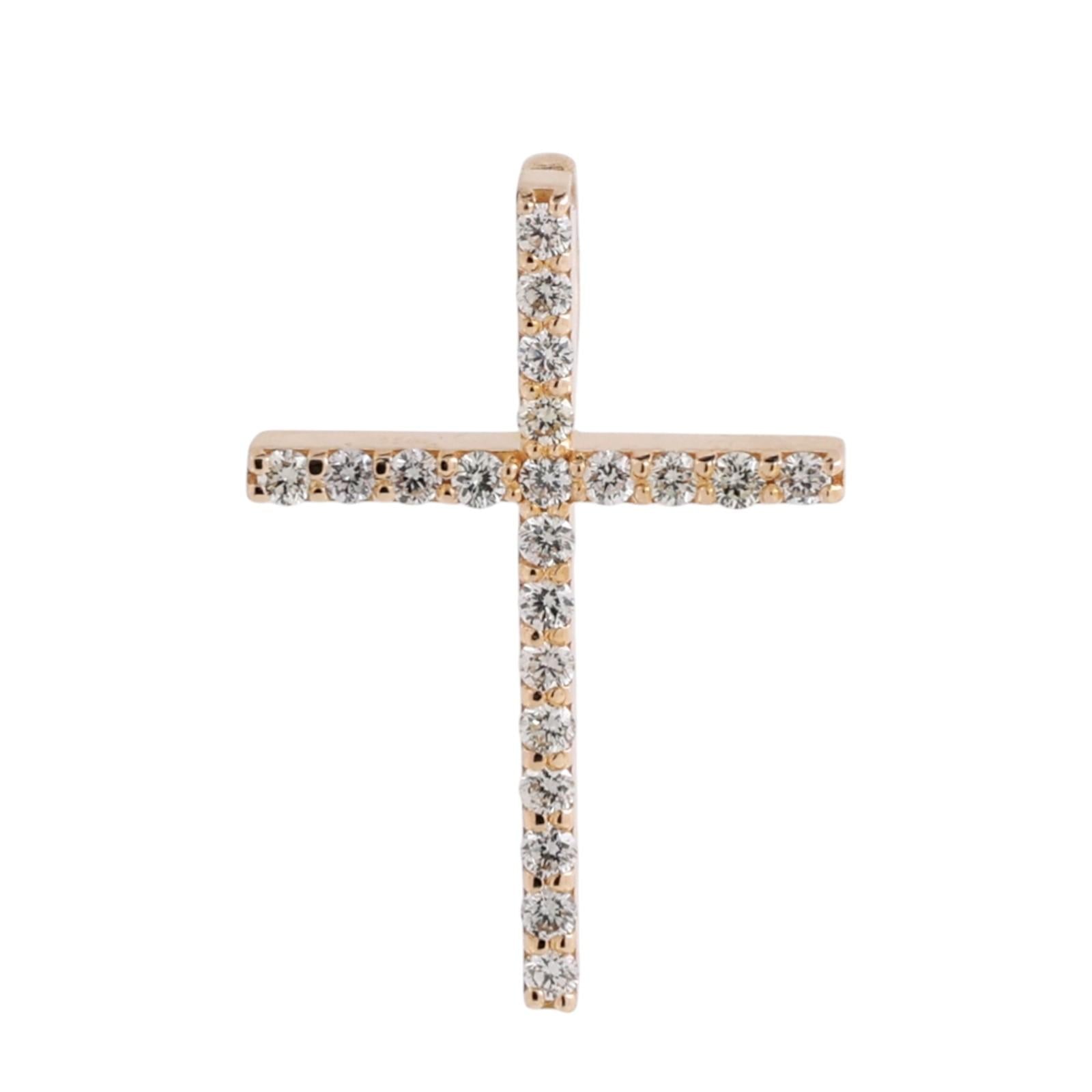 0.40CTW Diamond Cross Pendant 14K Yellow Gold Religious Charm 0.90"
