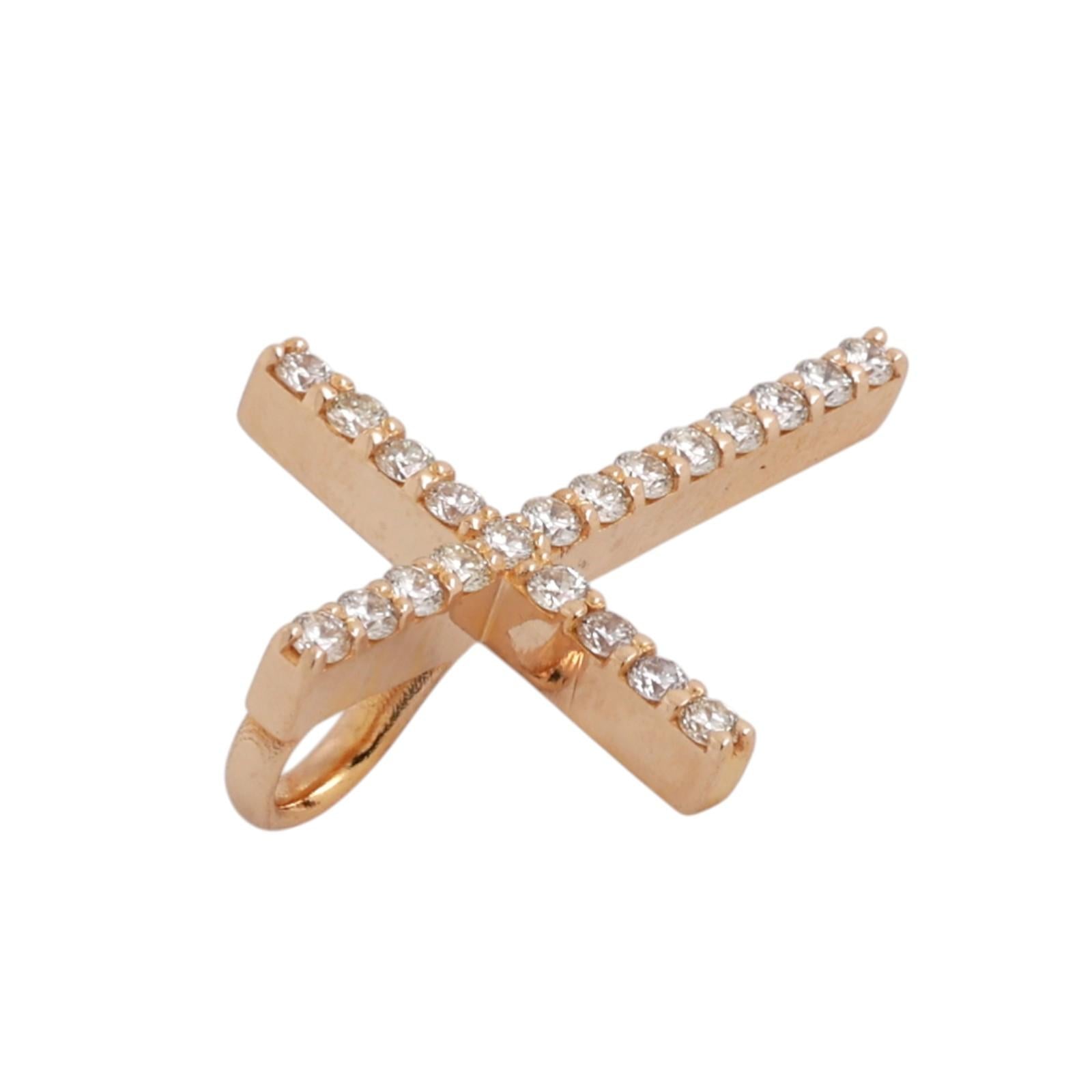 0.40CTW Diamond Cross Pendant 14K Yellow Gold Religious Charm 0.90"