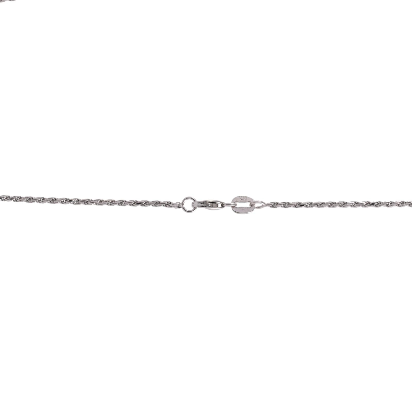14K White Gold Sapphire Diamond Hamsa Evil Eye Pendant Necklace 0.95 CTW 18"