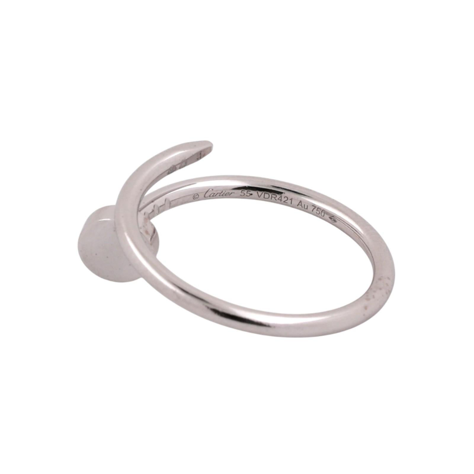 Cartier Juste un Clou Nail Ring 18K White Gold Size 55 EU 7.25