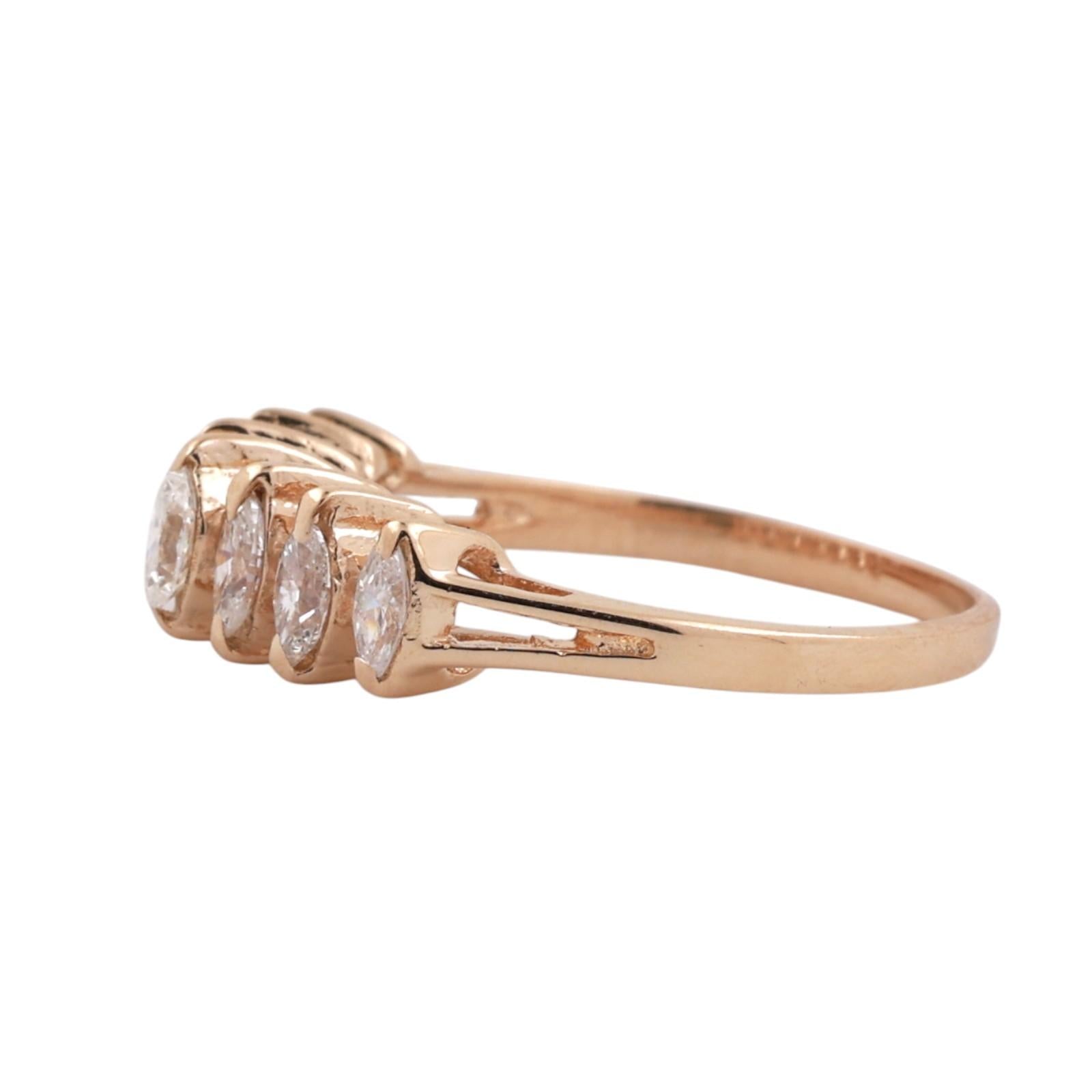 0.75ctw Marquise Diamond Band Ring 14K Yellow Gold SZ 6 Stackable Wedding Estate