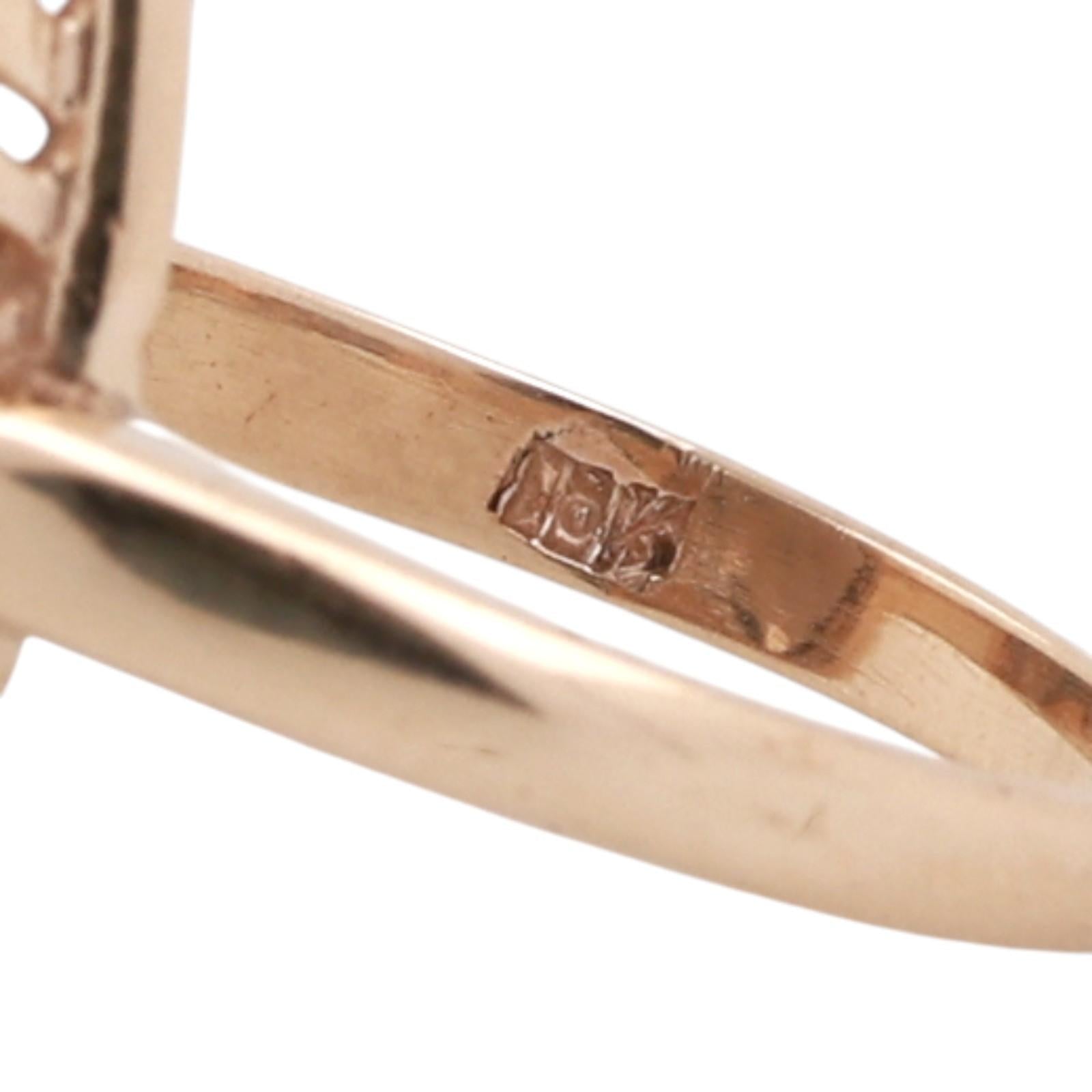 Vintage 10K Gold 2.80CT Smoky Quartz Marquise Cocktail Ring Size 5.5 Estate