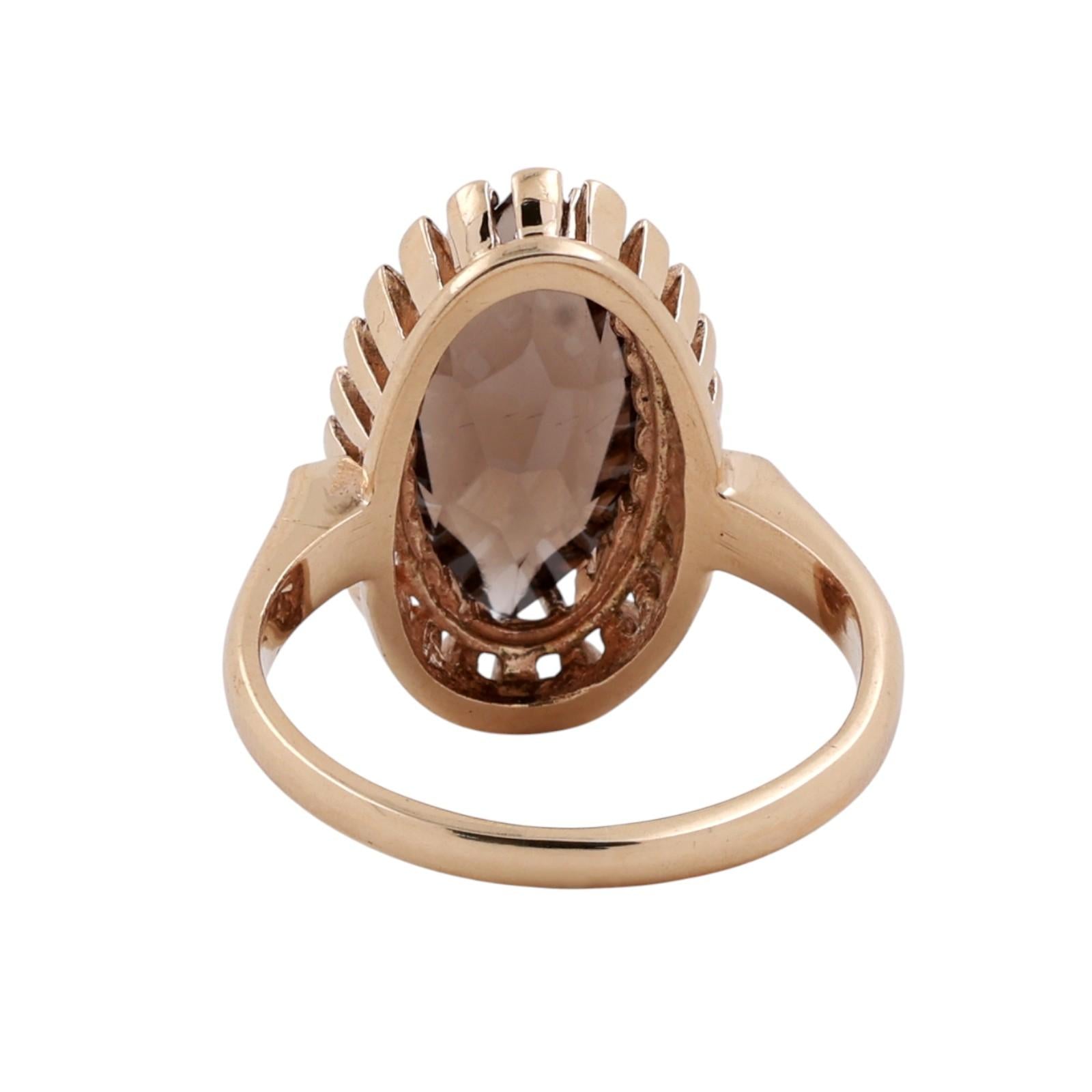Vintage 10K Gold 2.80CT Smoky Quartz Marquise Cocktail Ring Size 5.5 Estate