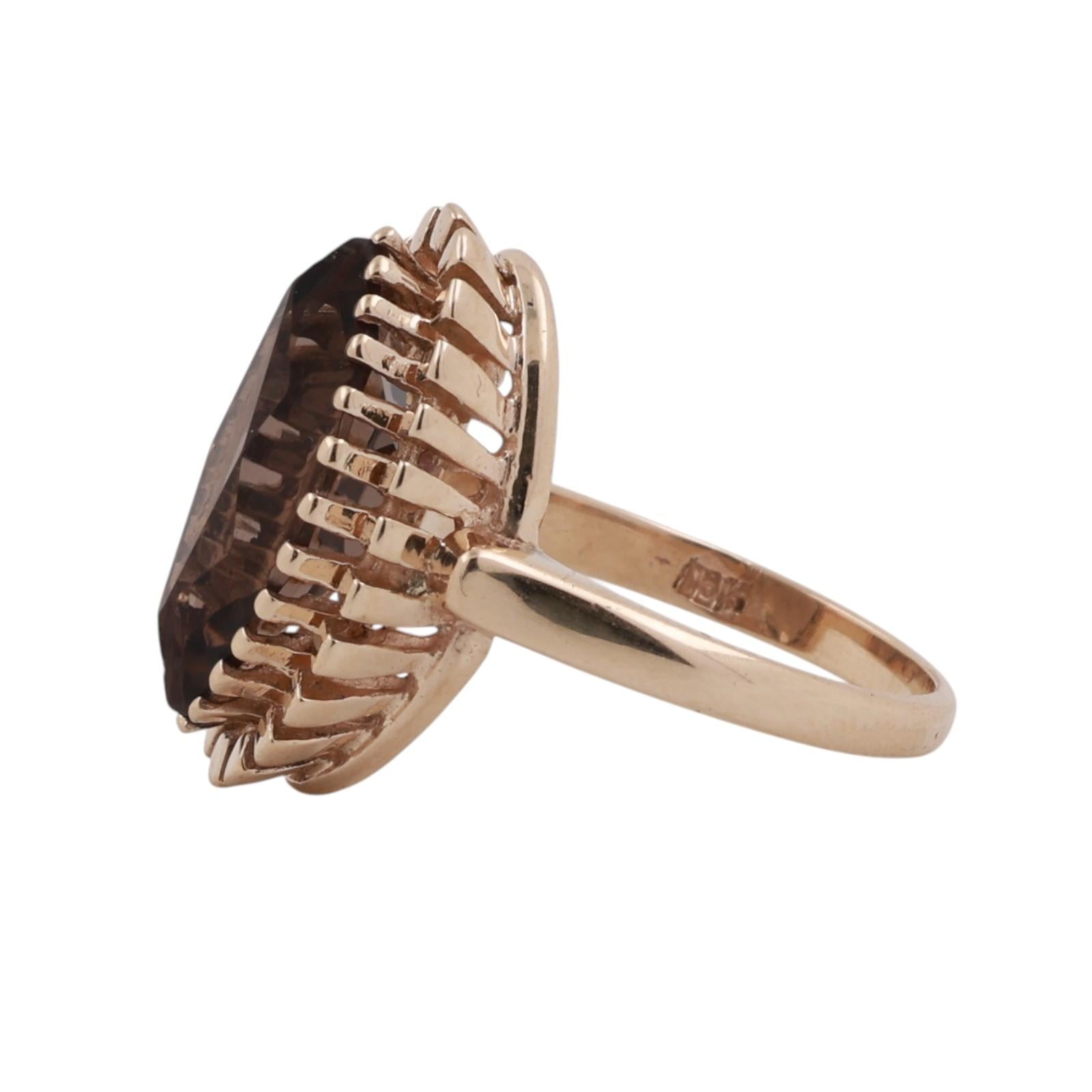 Vintage 10K Gold 2.80CT Smoky Quartz Marquise Cocktail Ring Size 5.5 Estate