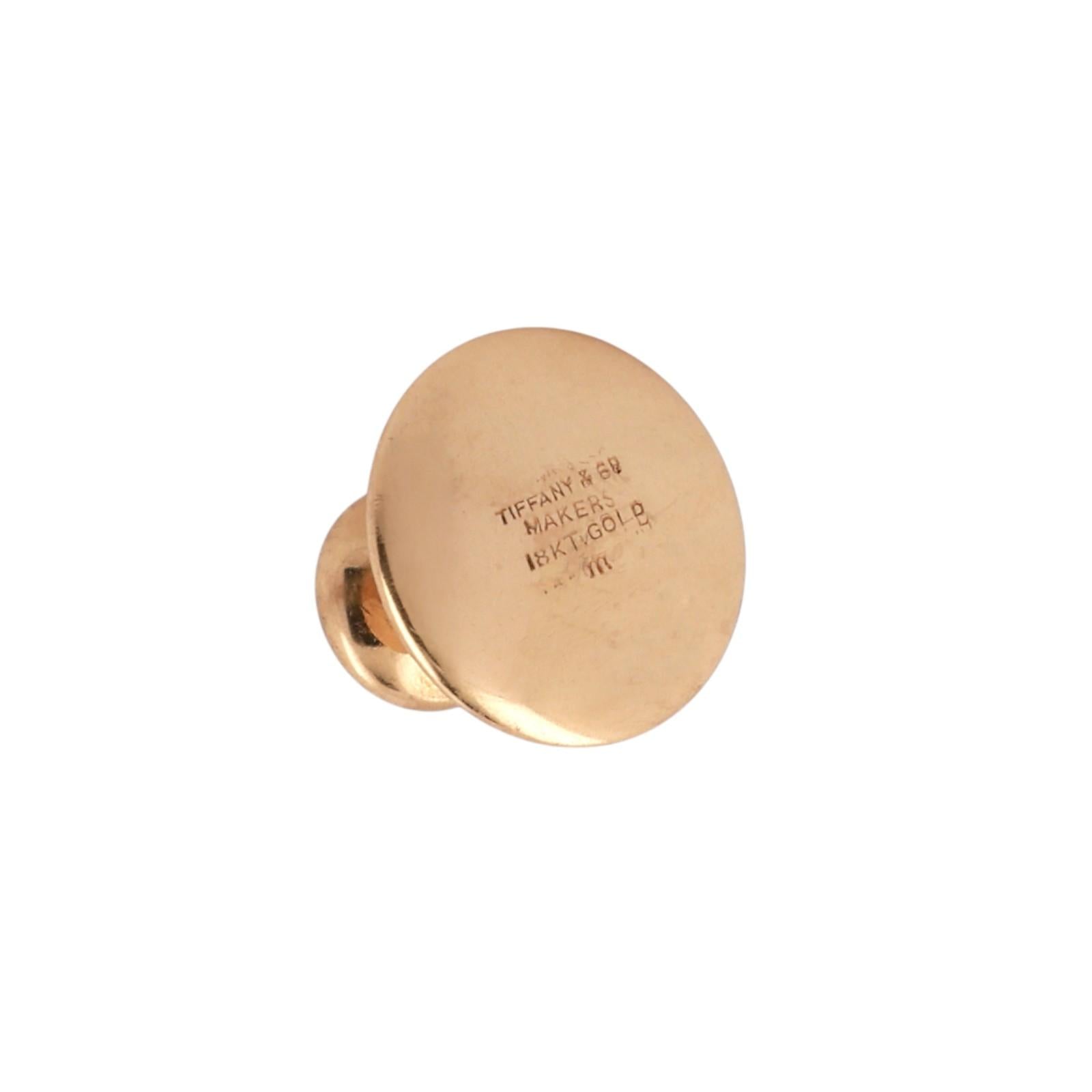 Vintage Tiffany & Co. 18K Yellow Gold Collar Button Men Estate