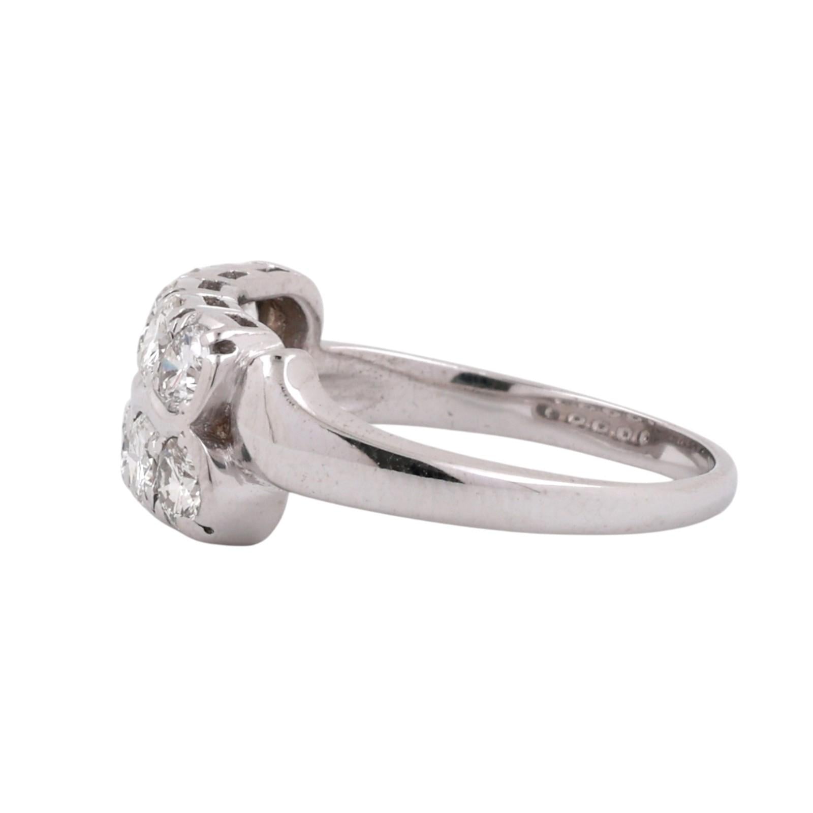 2-Row Diamond Band Ring White Gold 1.75CTW Round Diamonds Size 9 Vintage