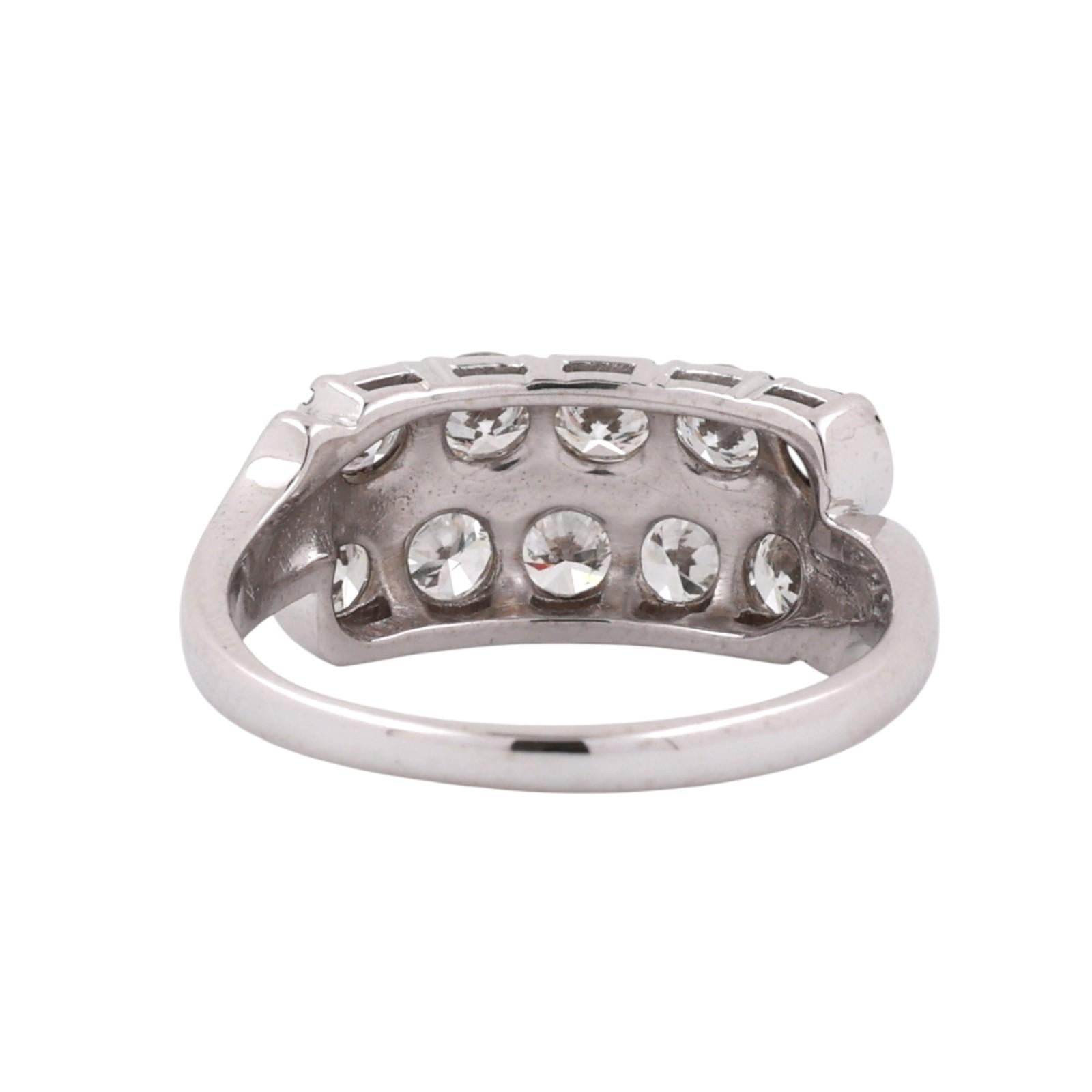 2-Row Diamond Band Ring White Gold 1.75CTW Round Diamonds Size 9 Vintage