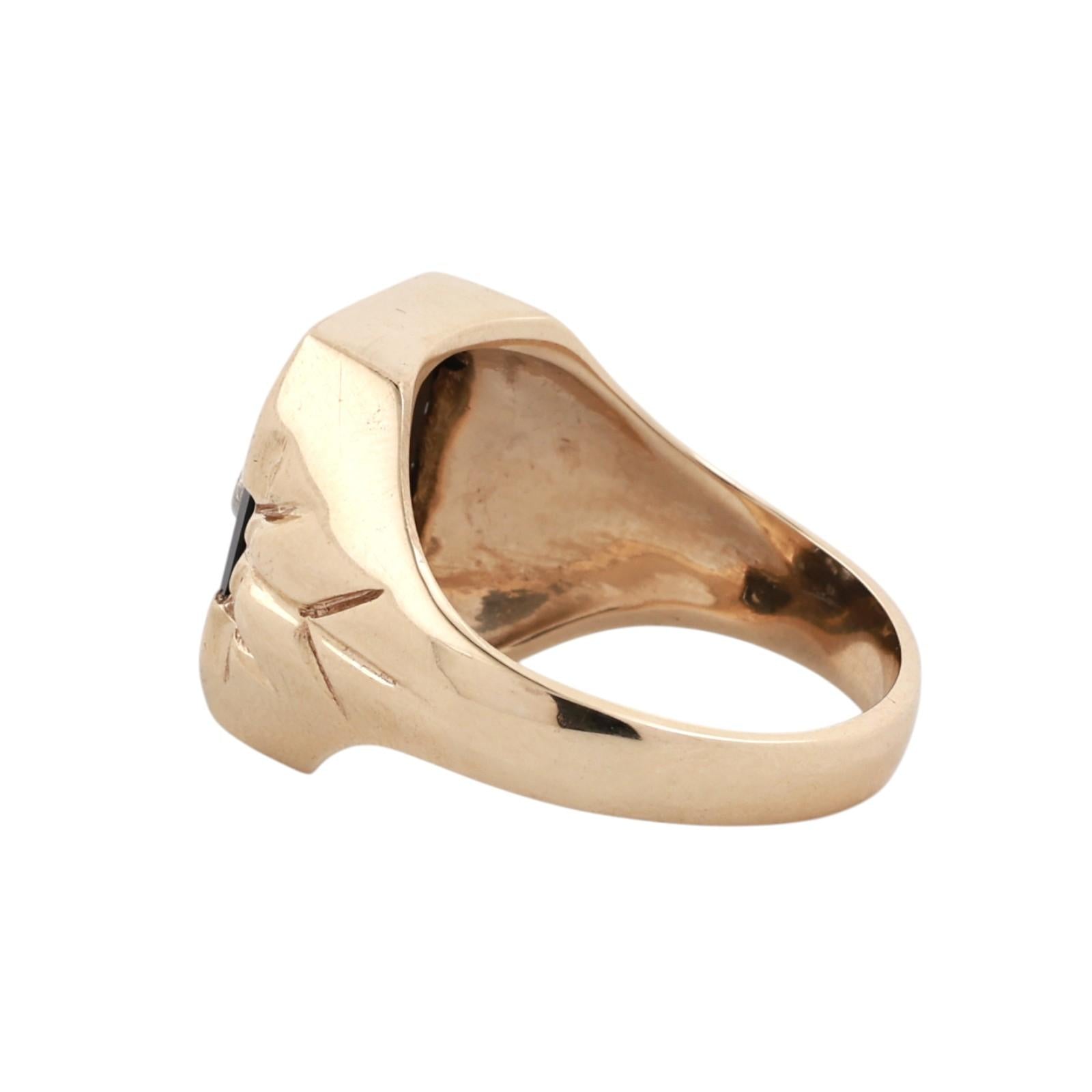 Vintage Two Tone Gold Onyx Old European Cut Diamond Signet Ring Mens Size 11.25