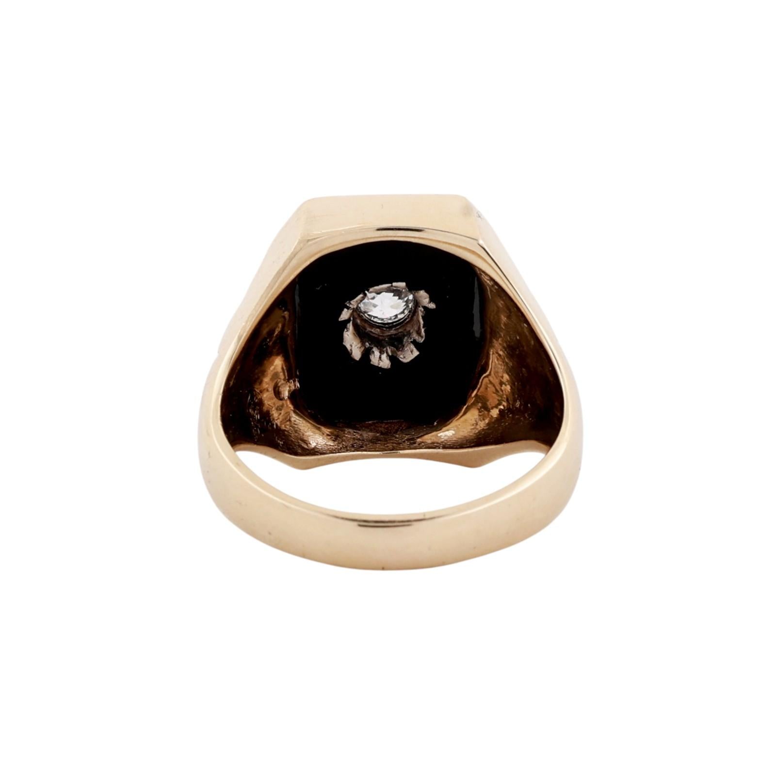 Vintage Two Tone Gold Onyx Old European Cut Diamond Signet Ring Mens Size 11.25