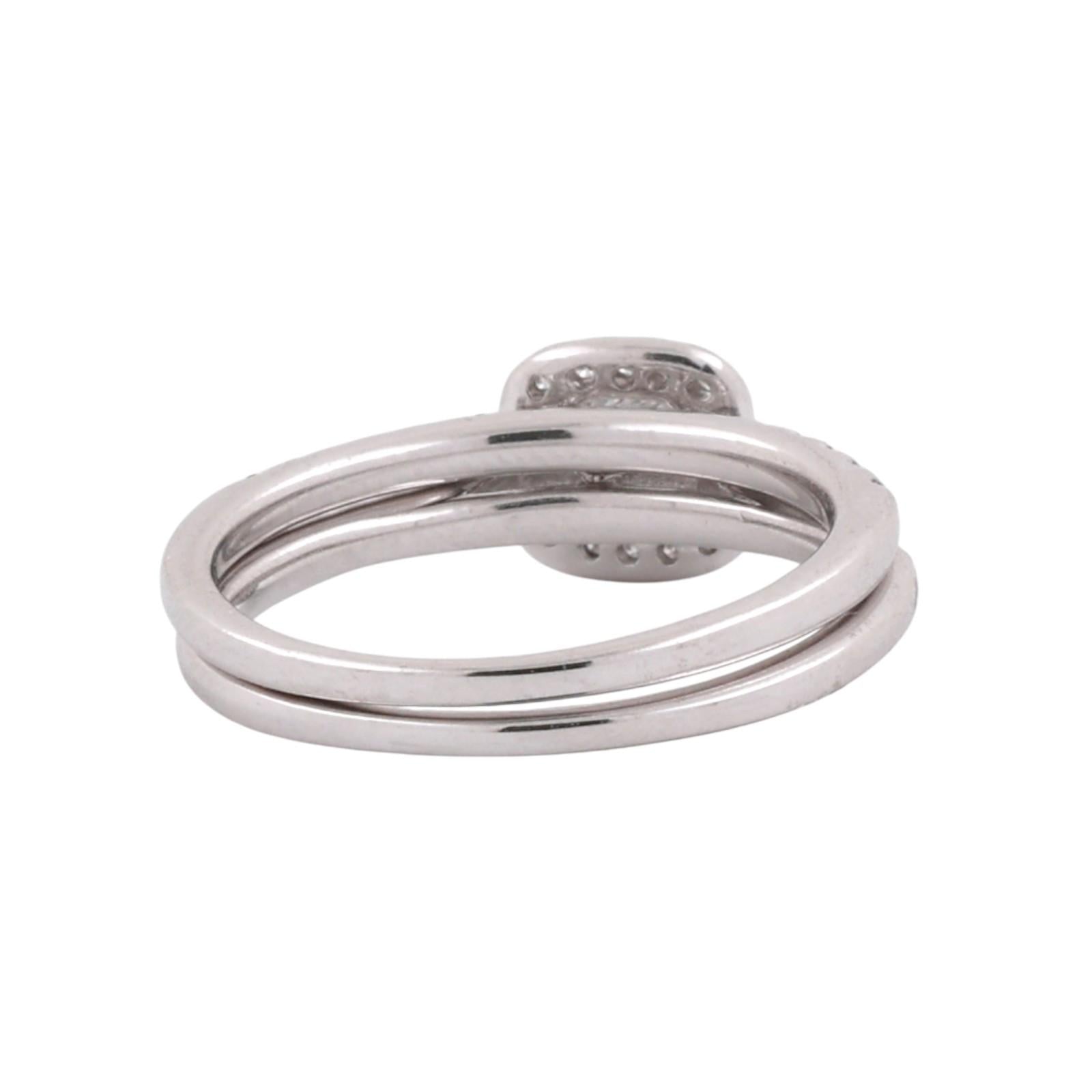 Diamond Engagement Ring Wedding Band Set 0.60 CTW 10K White Gold Halo Bridal