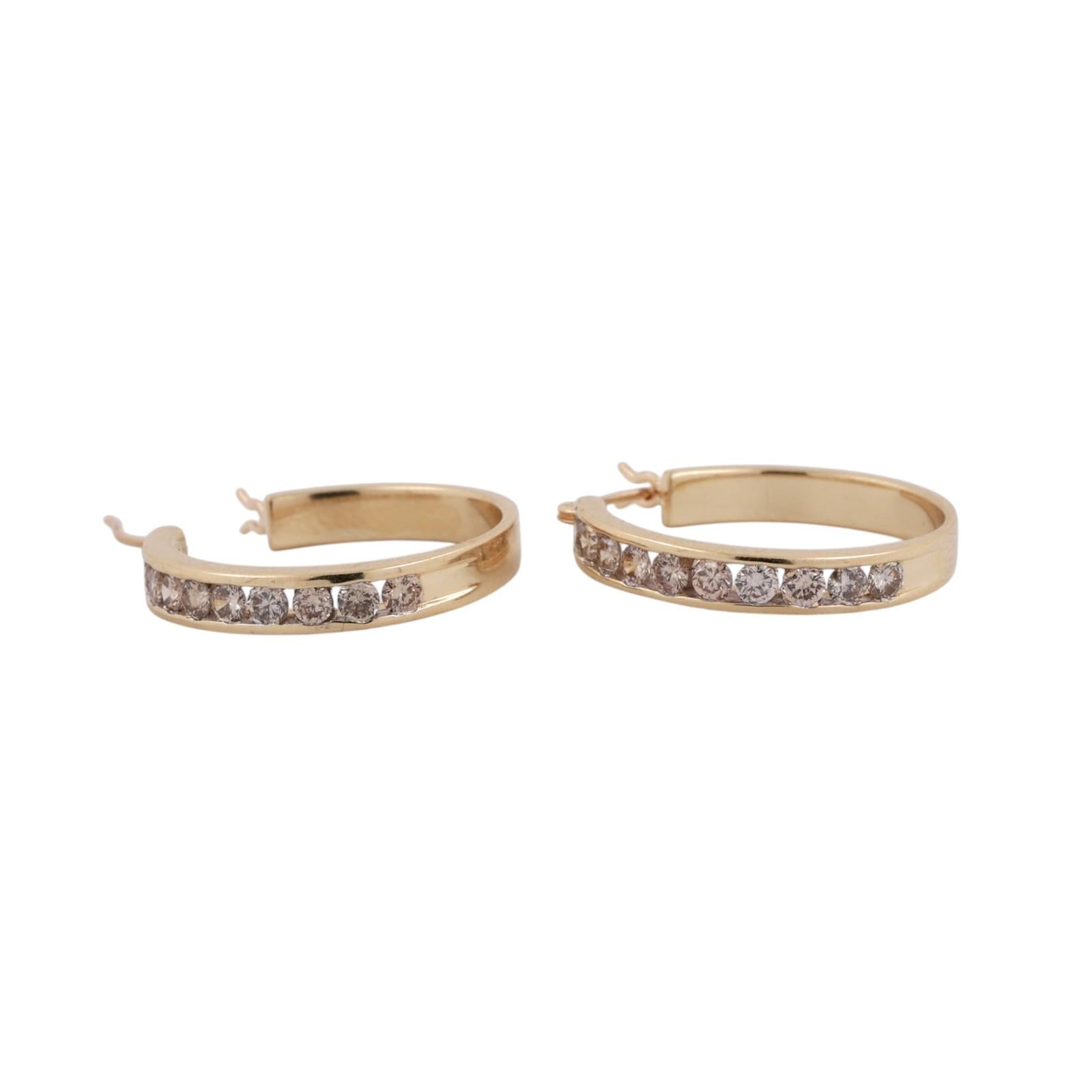 14K Yellow Gold Diamond Hoop Earrings 1.00CTW Channel Set Round Estate 3/4”
