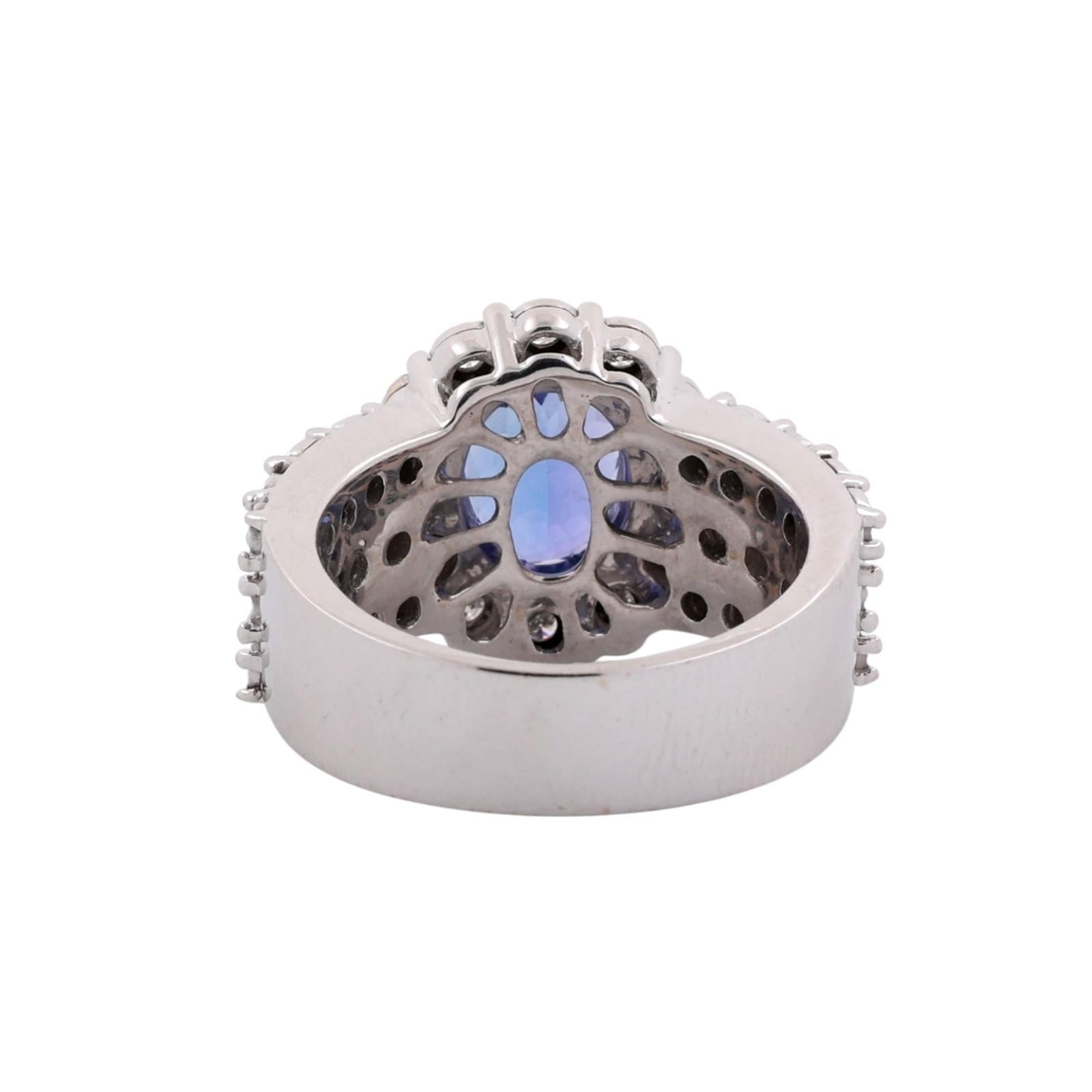 14K White Gold 2.70ctw Tanzanite Diamond Halo Cocktail Ring Size 5.5