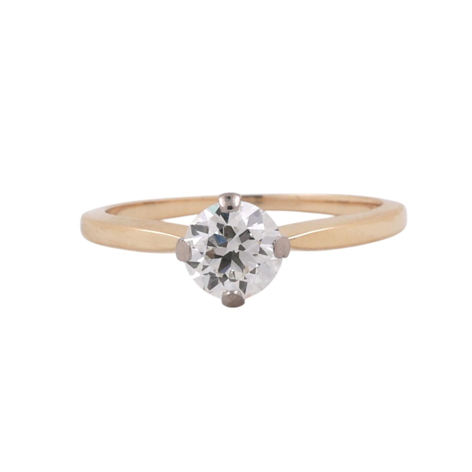 0.63CT Diamond Solitaire Ring 14K Two Tone Gold H-I VS2 Engagement Size 5