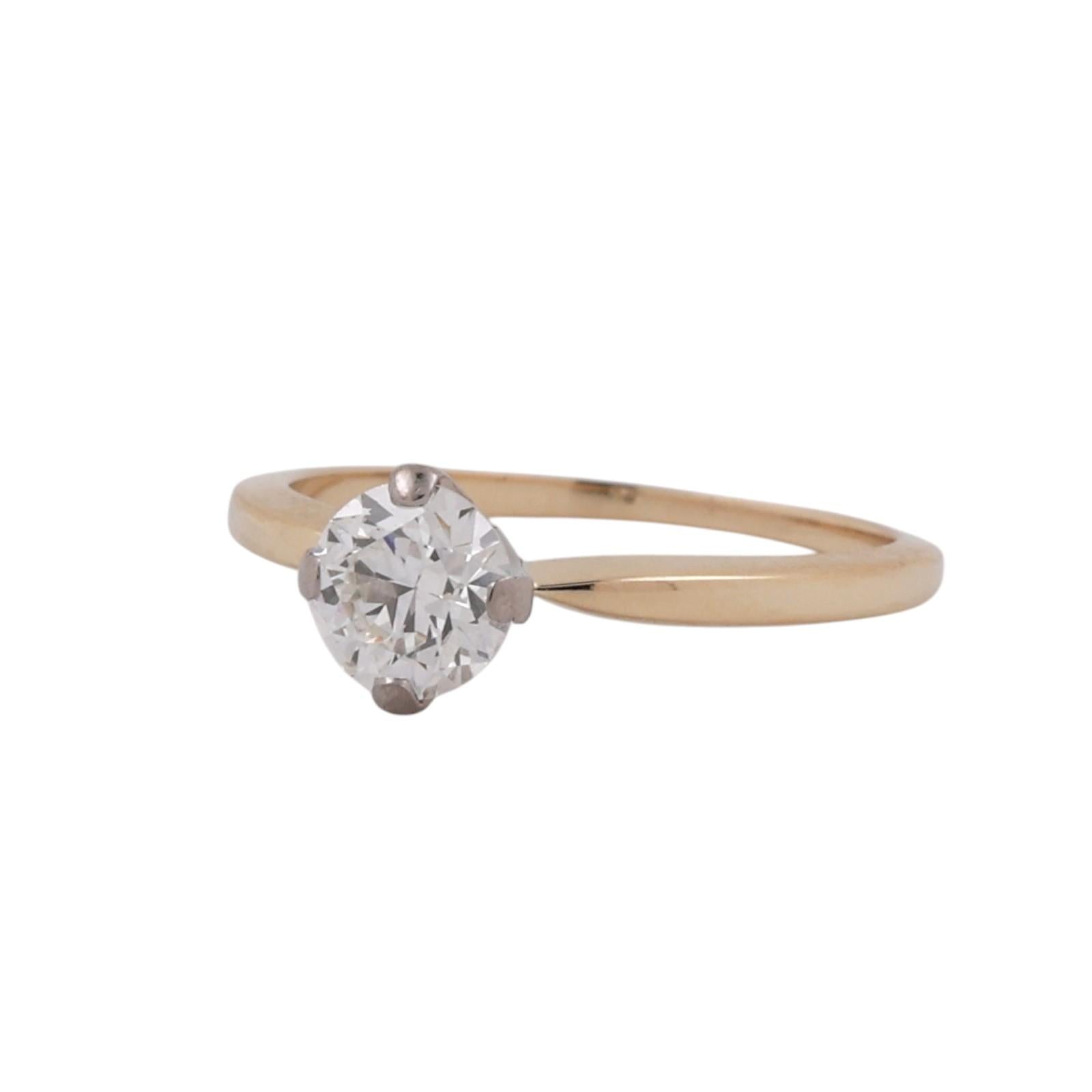 0.63CT Diamond Solitaire Ring 14K Two Tone Gold H-I VS2 Engagement Size 5