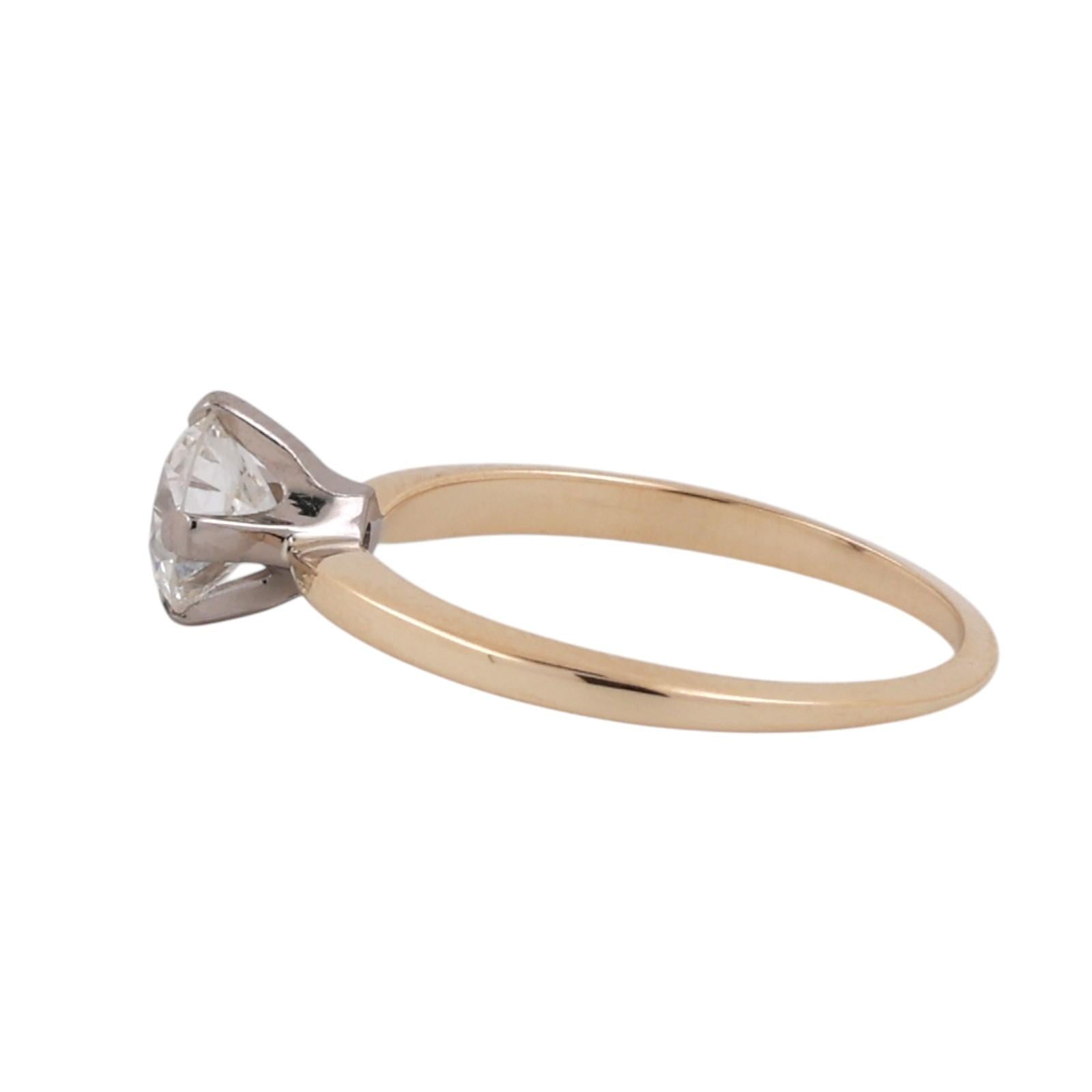 0.63CT Diamond Solitaire Ring 14K Two Tone Gold H-I VS2 Engagement Size 5