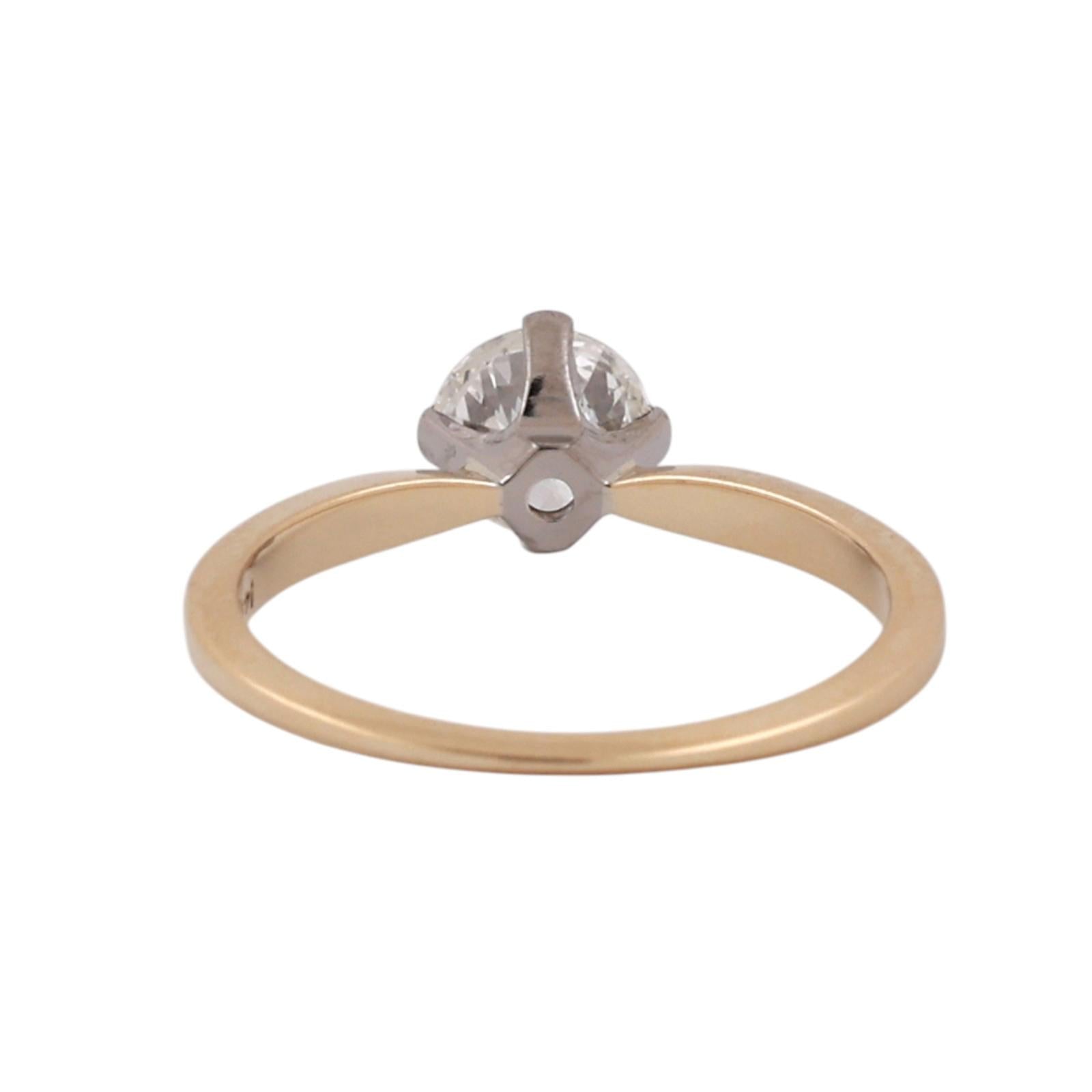 0.63CT Diamond Solitaire Ring 14K Two Tone Gold H-I VS2 Engagement Size 5
