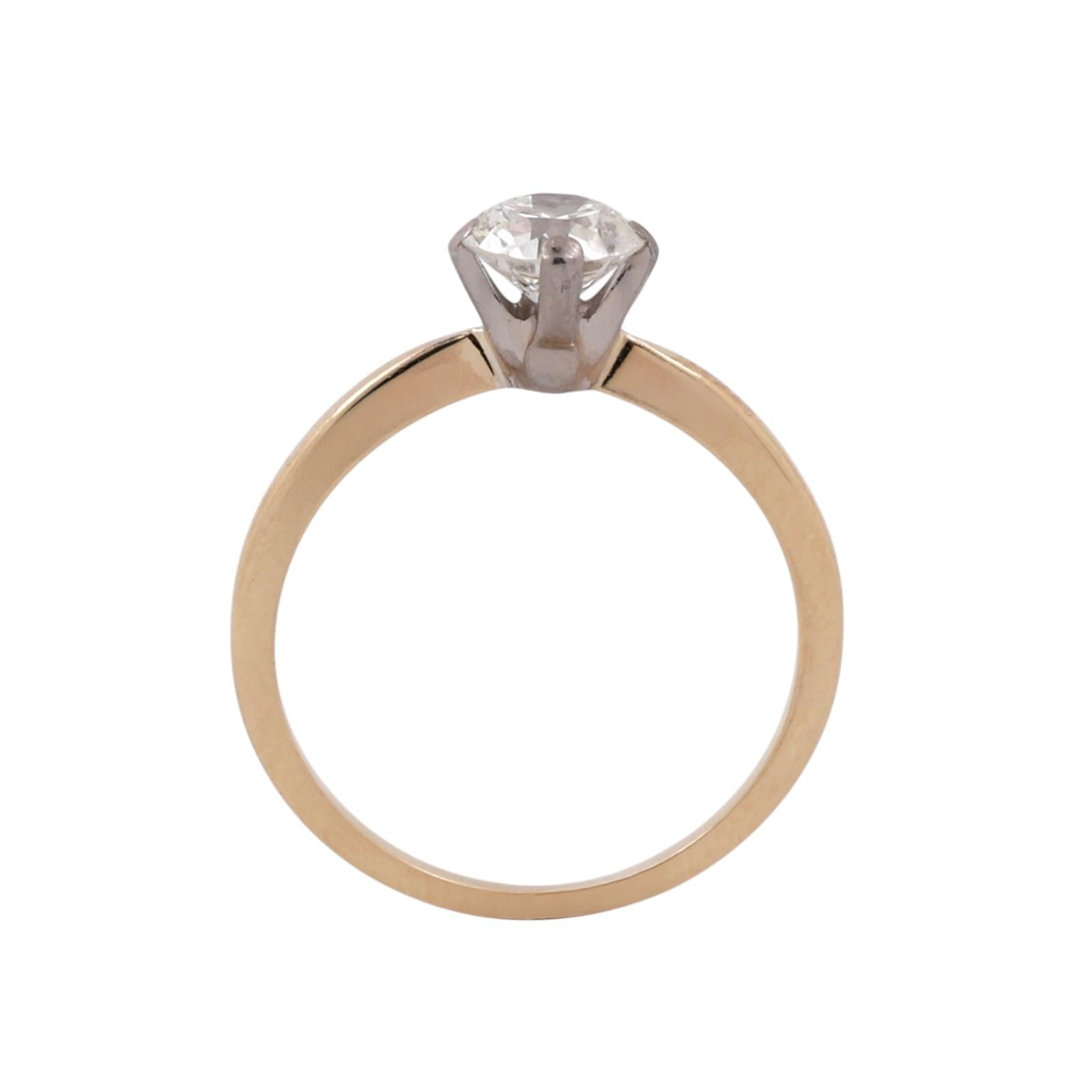 0.63CT Diamond Solitaire Ring 14K Two Tone Gold H-I VS2 Engagement Size 5