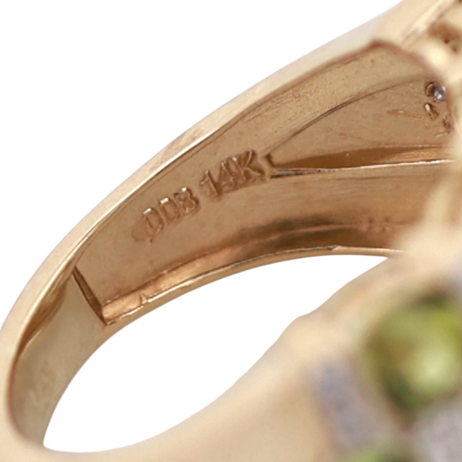 14K Two Tone Gold Peridot Diamond Wide Band Ring 3.40CTW Estate SIze 6.25