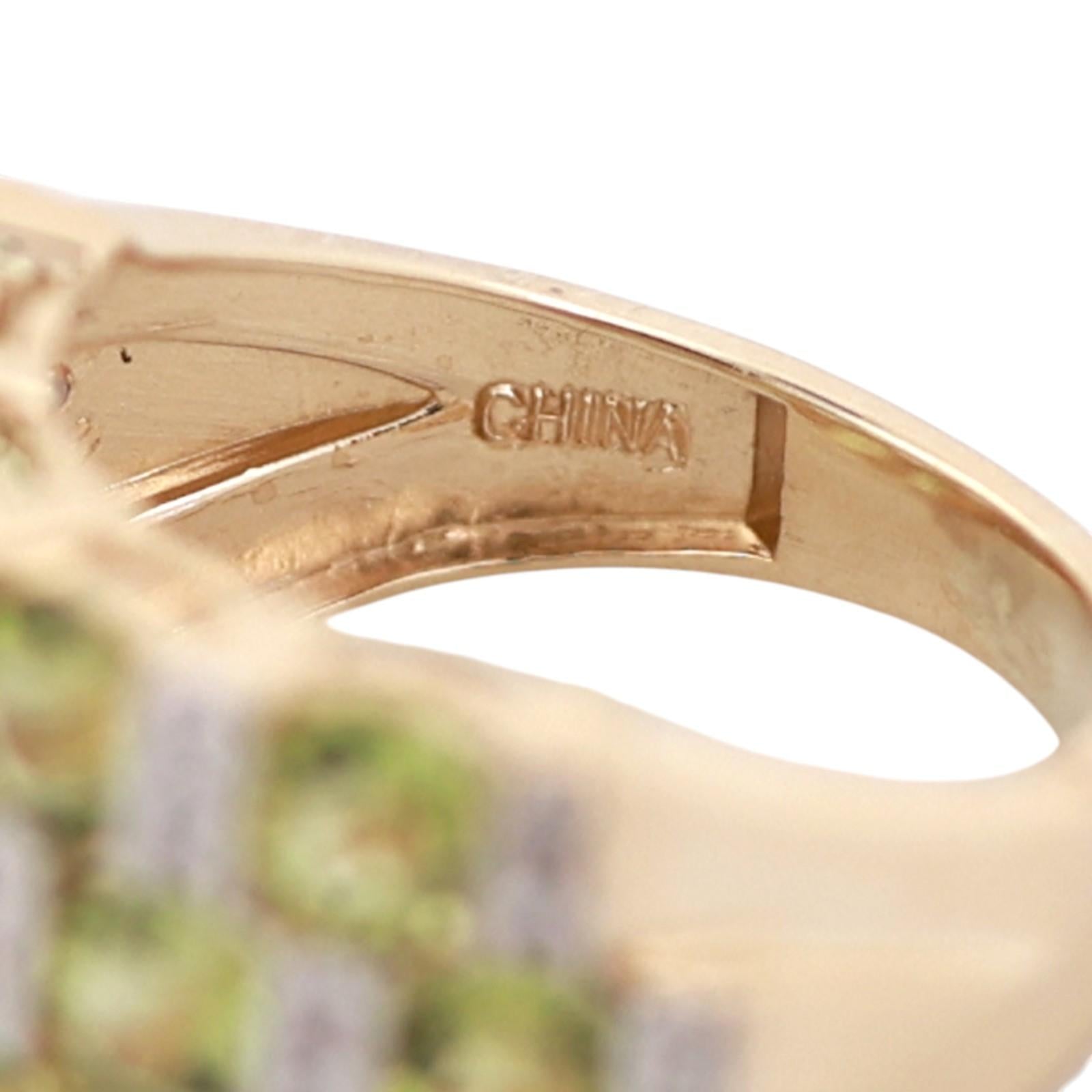 14K Two Tone Gold Peridot Diamond Wide Band Ring 3.40CTW Estate SIze 6.25