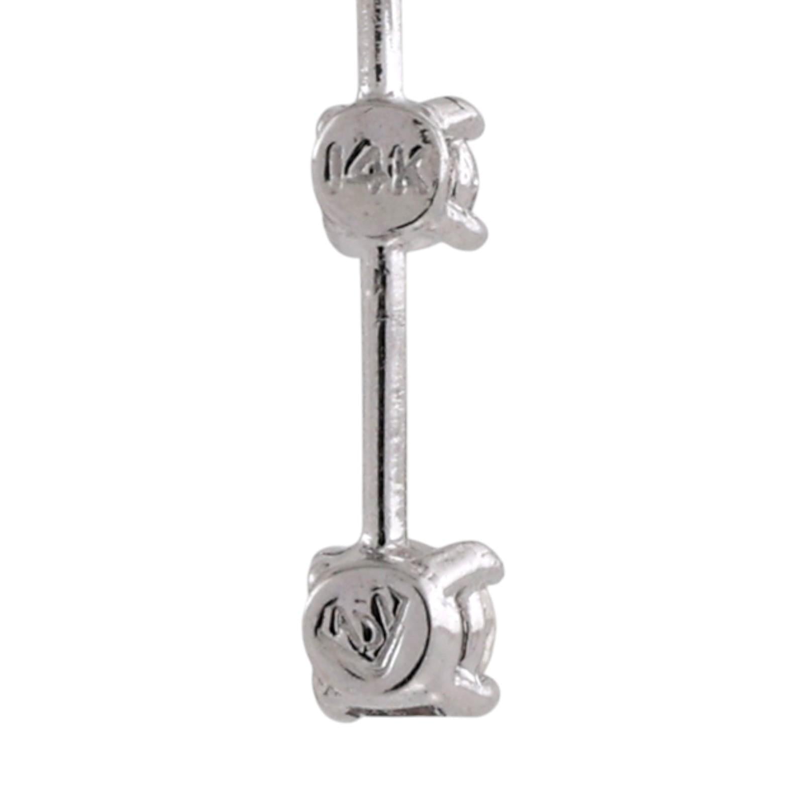 14K White Gold 0.50CTW Diamond Linear Drop Earrings Round Brilliant Dangle