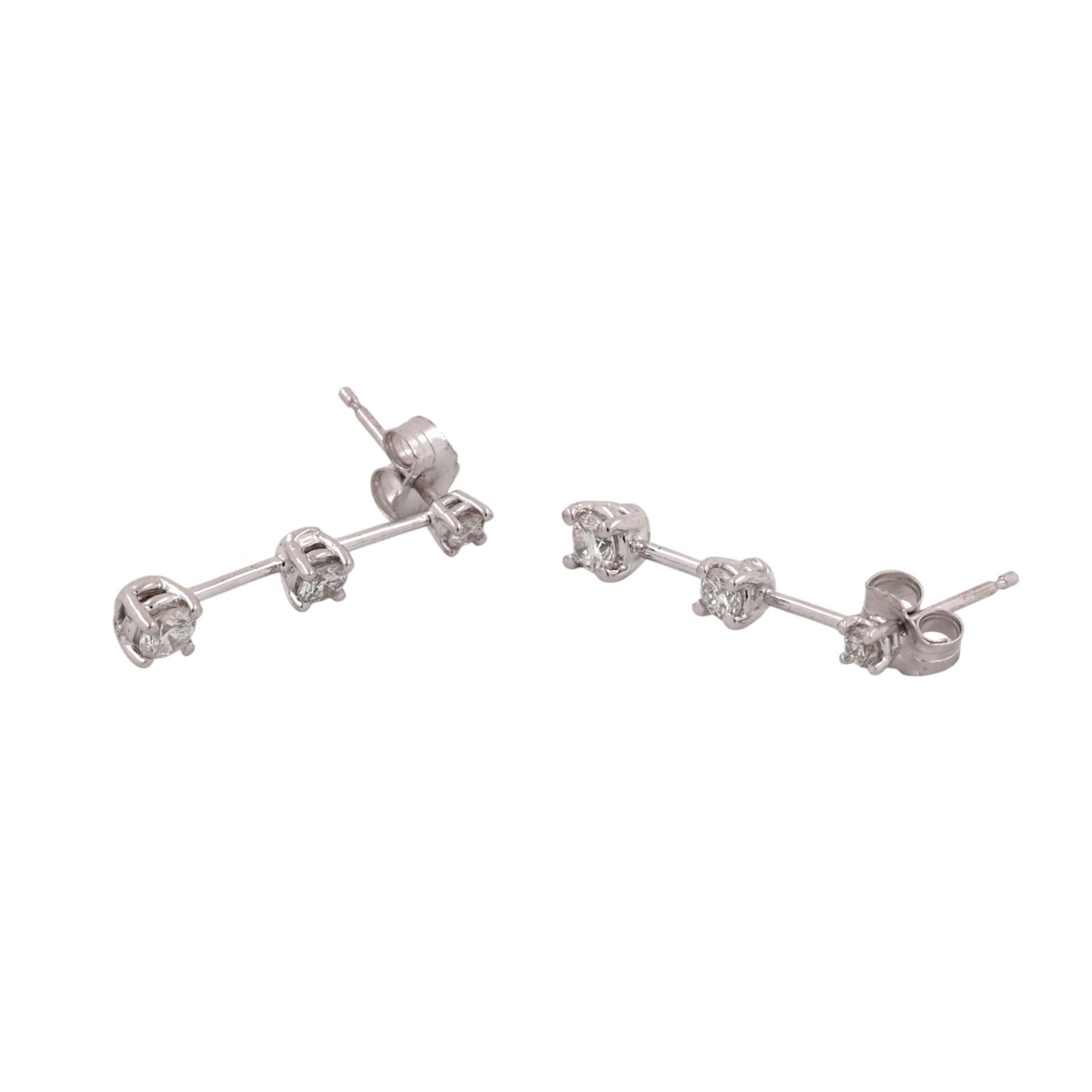 14K White Gold 0.50CTW Diamond Linear Drop Earrings Round Brilliant Dangle
