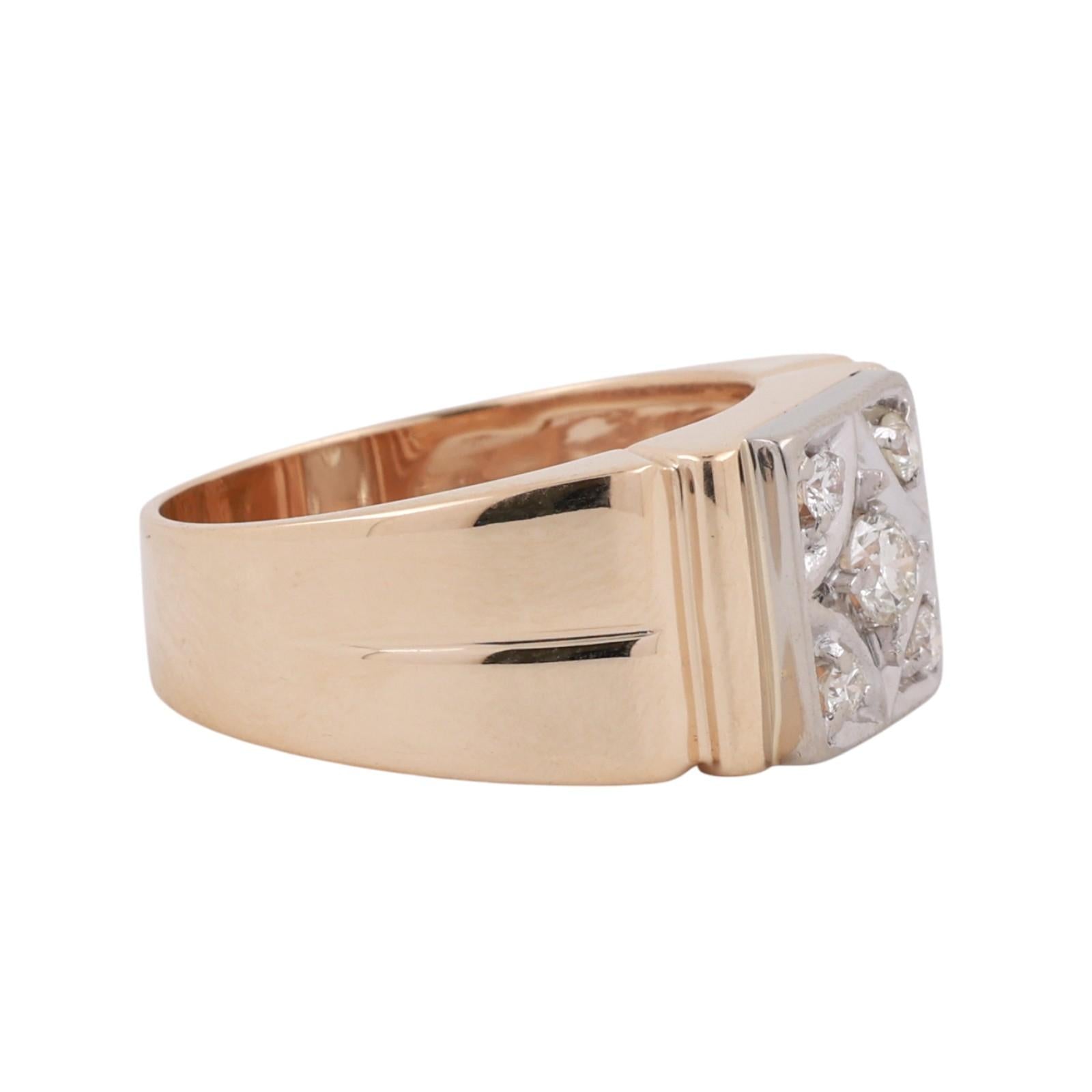 14K Yellow Gold Diamond Cluster Ring Mens Vintage 0.40CT G-I SI Size 10.75