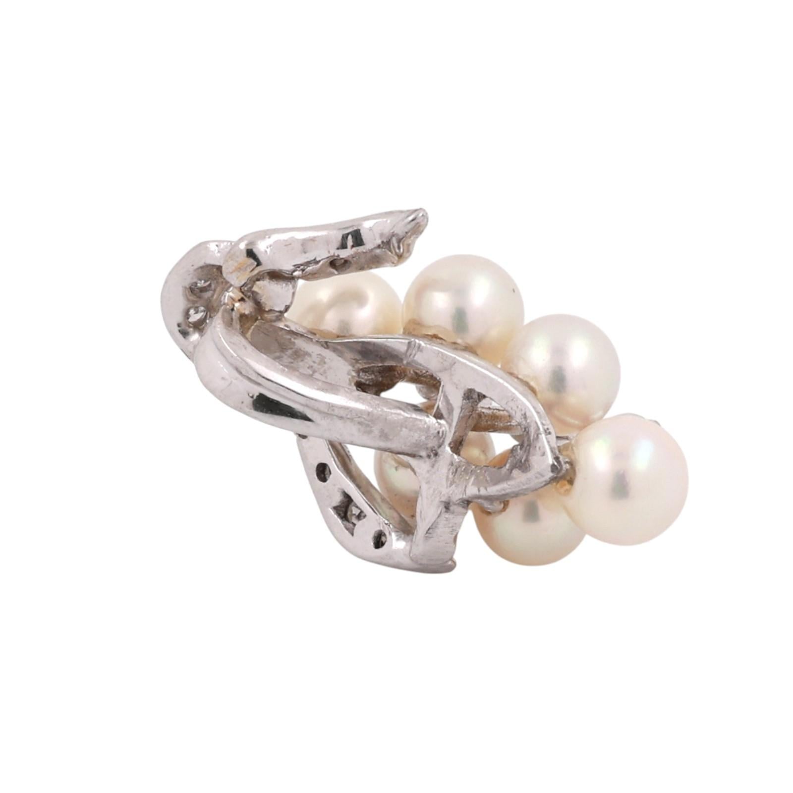 White Gold Akoya Pearl Diamond Cluster Pendant Vintage Grape Drop Estate
