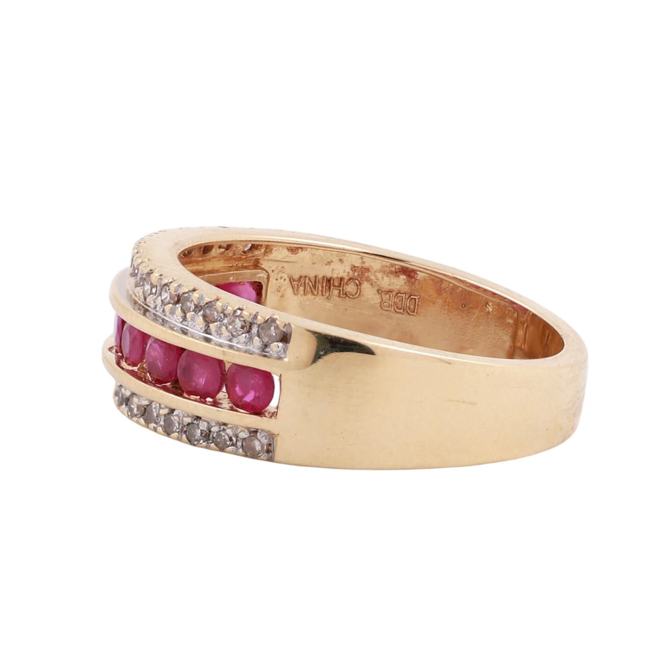 14K Gold Ruby Diamond Band Ring 0.81CTW Ruby 0.30CTW Diamond Size 7.25