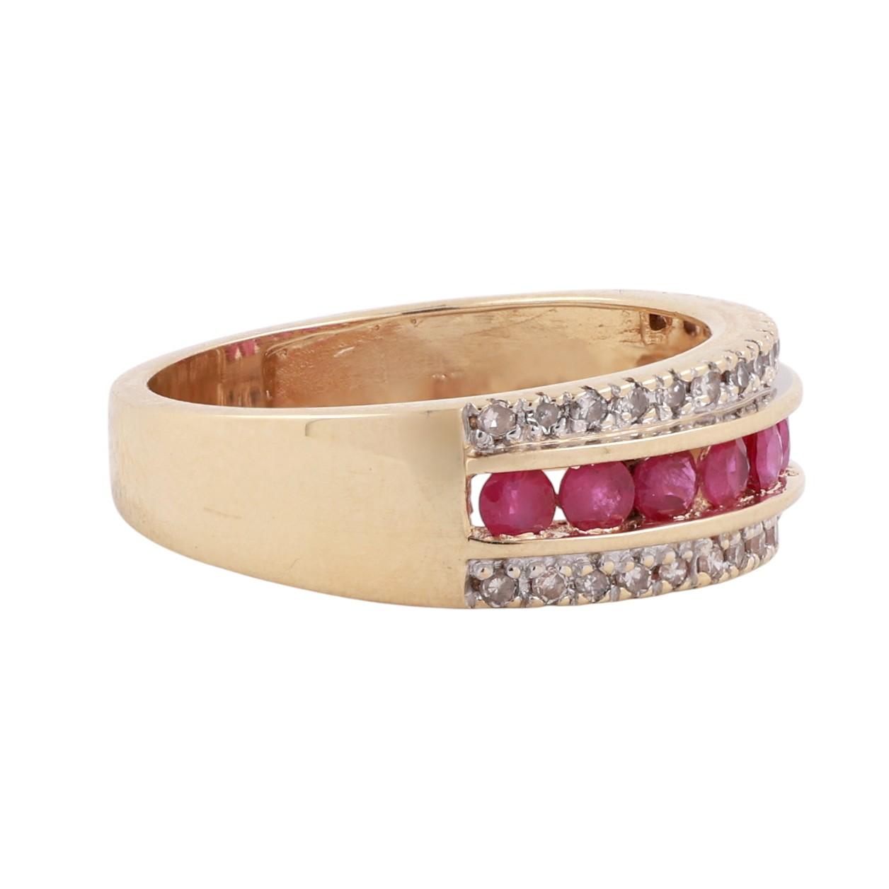 14K Gold Ruby Diamond Band Ring 0.81CTW Ruby 0.30CTW Diamond Size 7.25